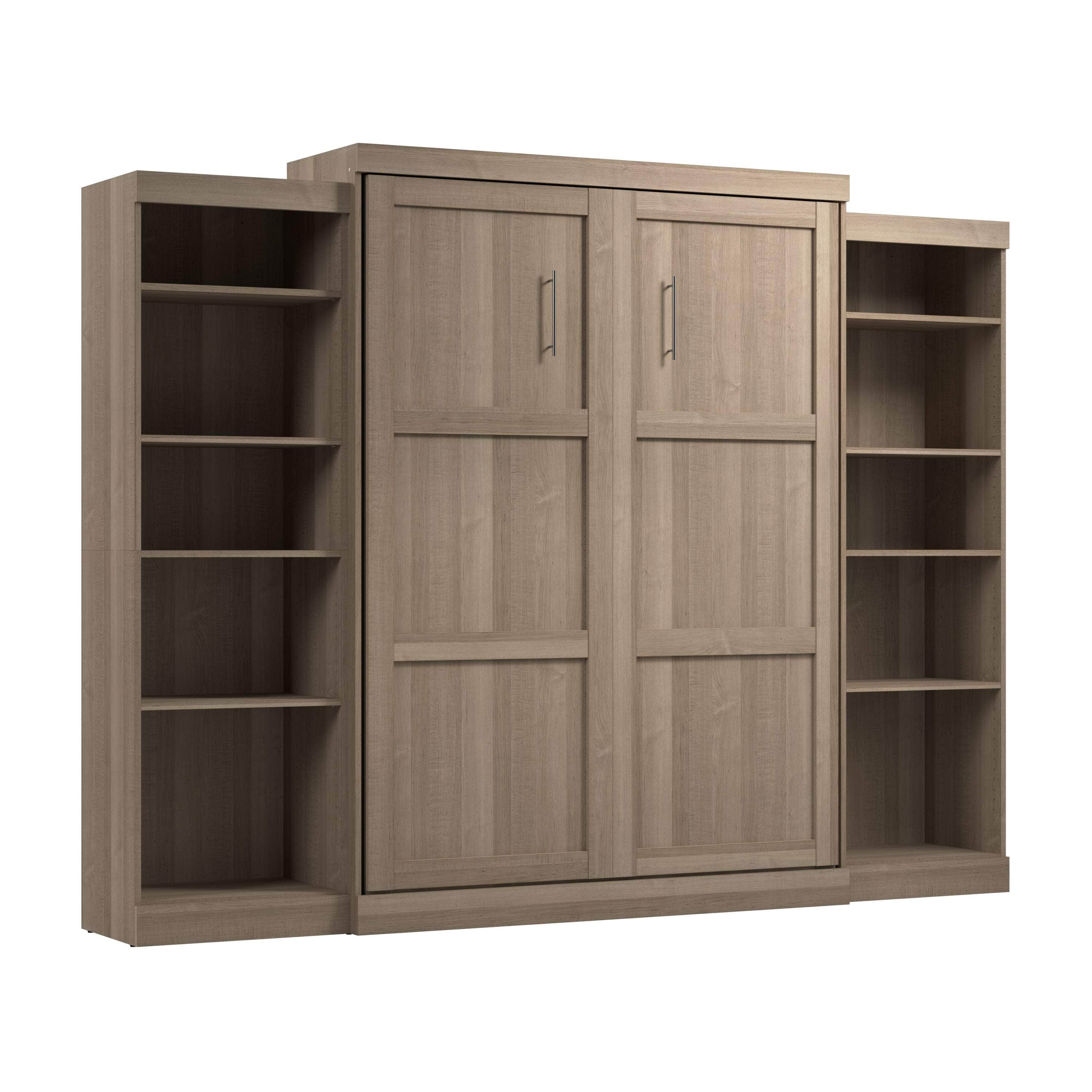 Pur Queen Murphy Wall Bed with 2 Storage Units (115W) - 7 Color Options | Space-Saving Foldable Bed for Small Apartments, Guest Rooms & Home Offices