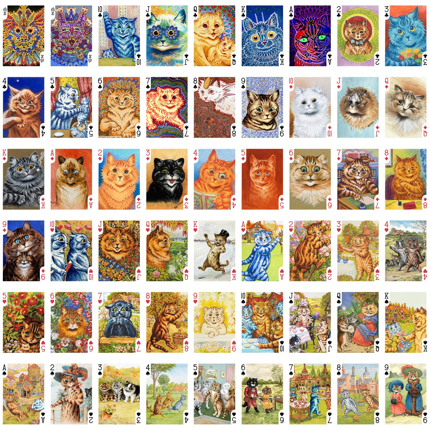 Vintage Psychedelic Cats Playing Cards - 54 Unique Poker Deck with Louis William Wain Art | Perfect for Card Games, Magic Tricks & Collectors