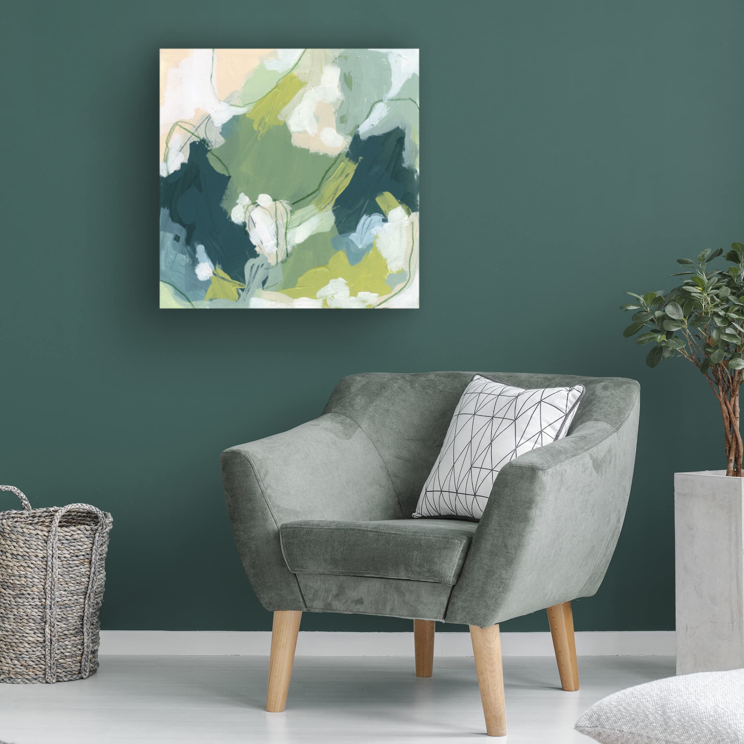 Trademark Fine Art 'Emerald Storm IV' Canvas Wall Art Print by June Erica Vess - Modern Abstract Painting for Living Room, Bedroom & Office Decor