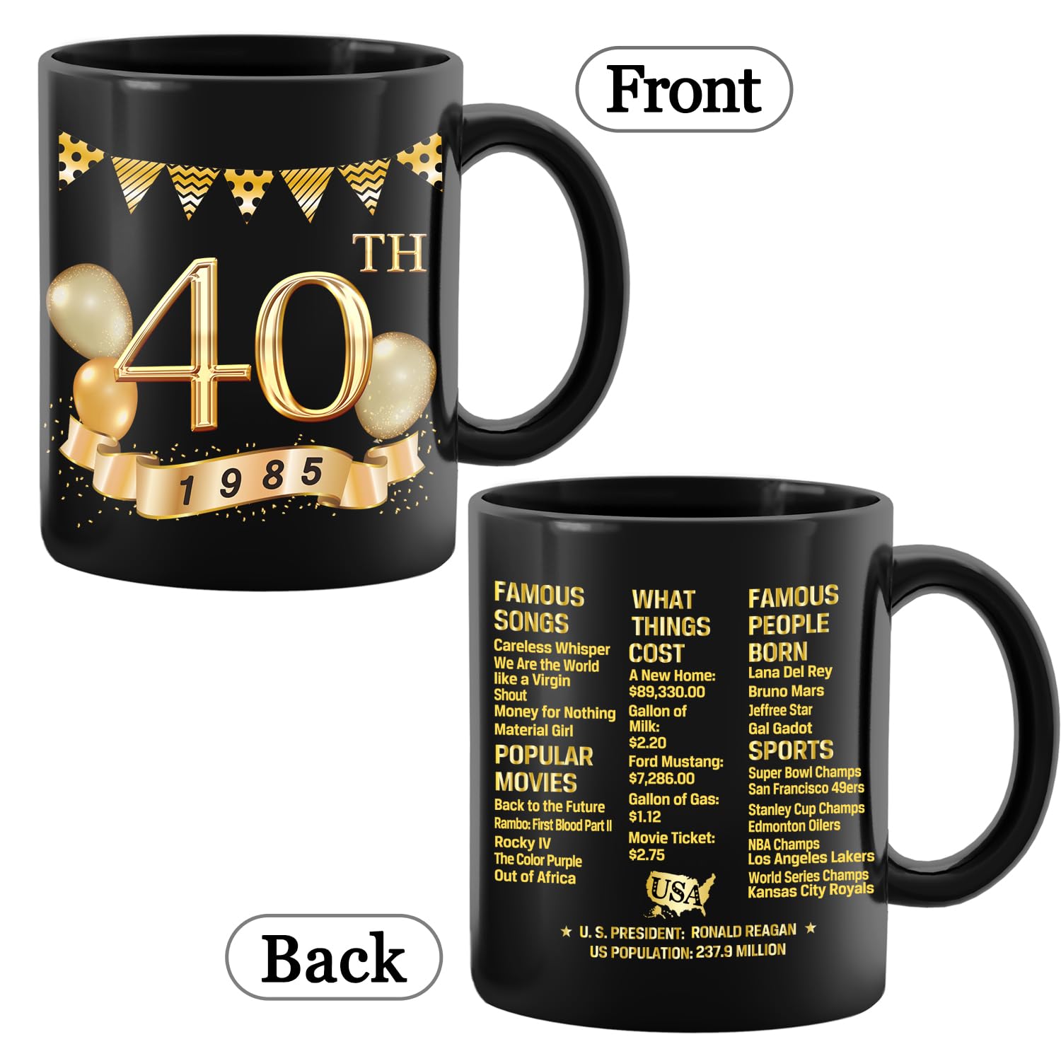 40th Birthday Gifts for Men & Women - Unique 1985 Themed Present Ideas for 40 Year Olds - Funny Coffee Mug for 40th Birthday Celebration - Perfect for Office, Home & Party Use