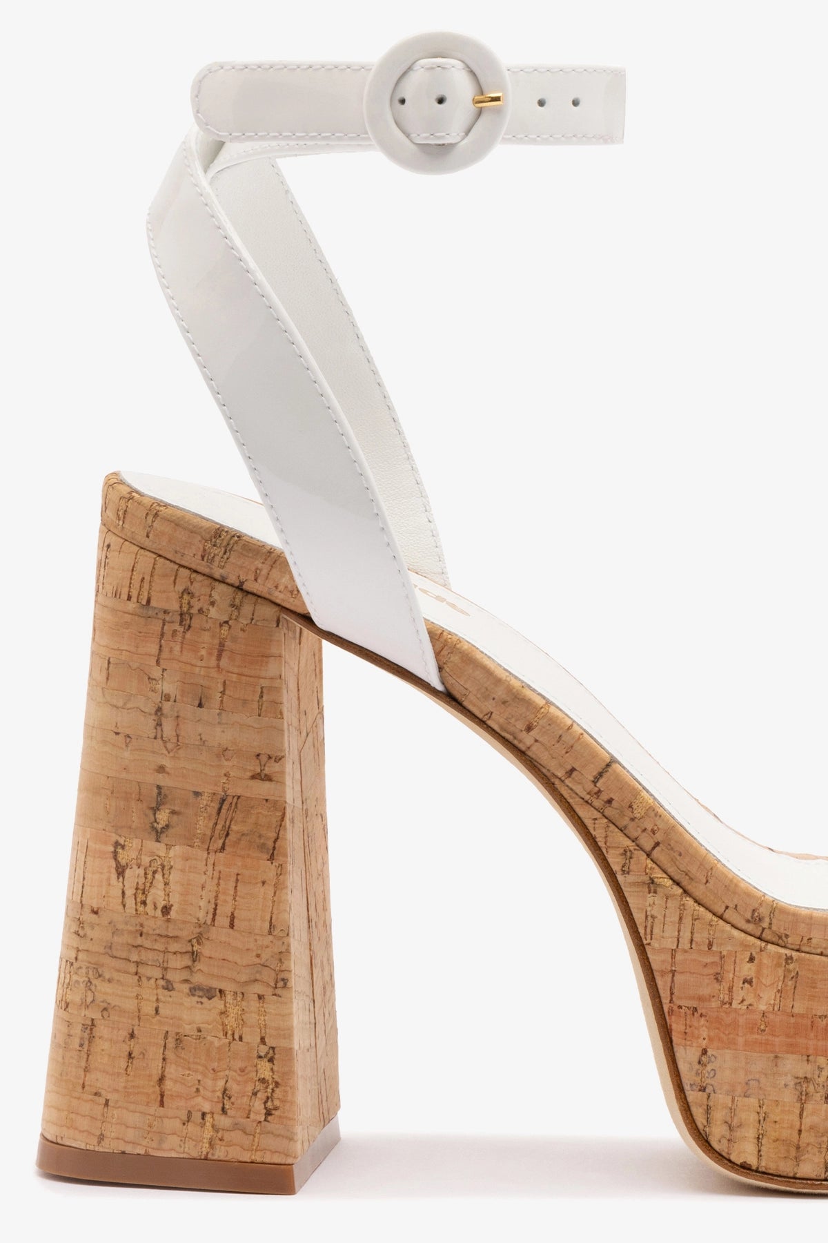 White Patent Leather & Natural Cork Dolly Sandal - Comfortable Women's Wedge Sandals for Summer, Beach, and Casual Outings