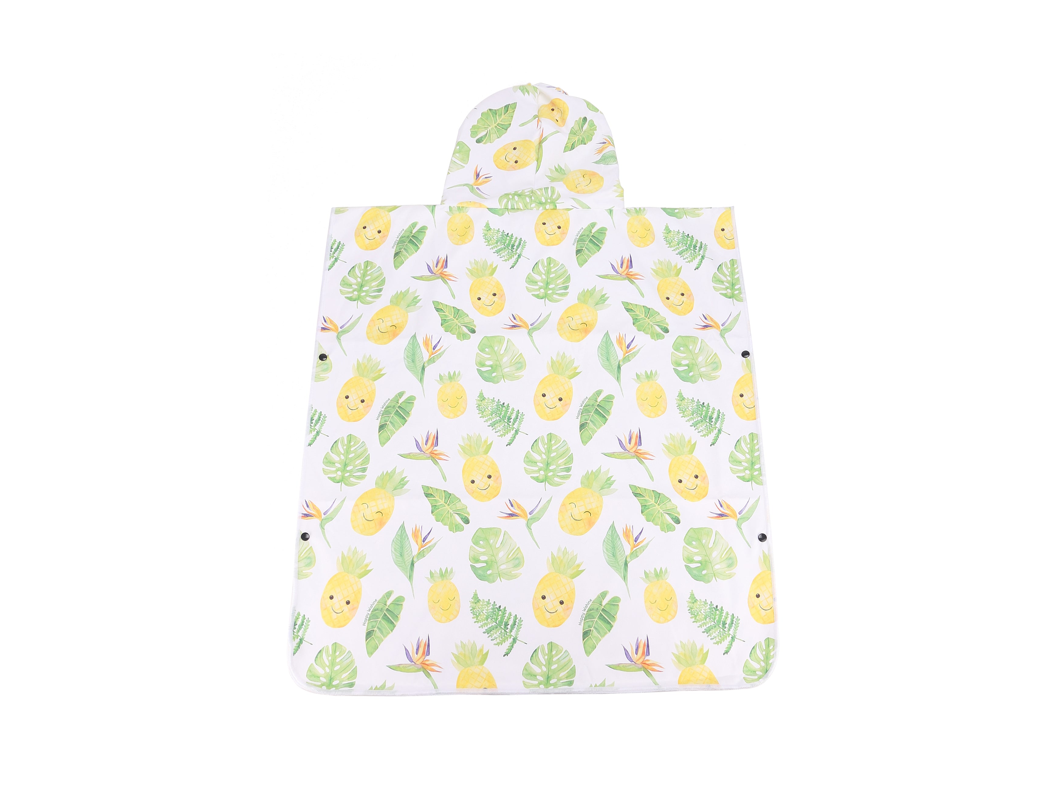Stylish Hooded Beach Towel Poncho for Teens - Monstera & Pineapple Print in White - Perfect for Pool, Beach, and Outdoor Activities