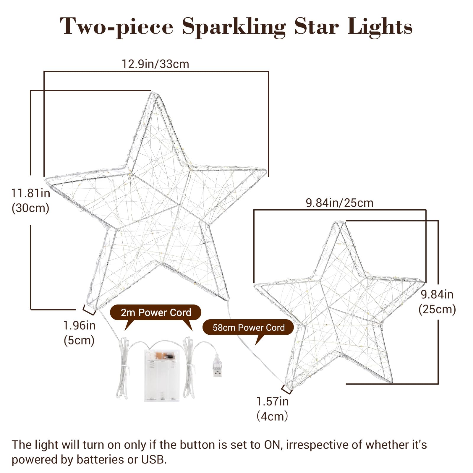 Lewondr 2-Pack Decorative Table Lamp - USB/Battery Powered Sparkling Star LED Desk Lamp with Timer, Wrought Iron Warm White Night Light for Bedroom, Nightstand, Christmas Decor (Silver) | Perfect for Bedside Reading, Holiday Decorations & Cozy Ambience