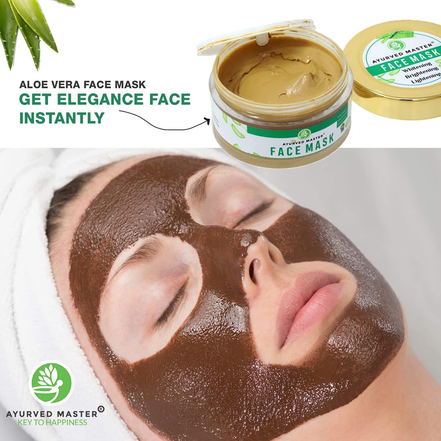 Ayurved Master Aloe Vera & Multani Mitti Clay Face Mask - Anti-Wrinkle, Pore Minimizer, Blackhead & Tan Removal | AM Skin Care (75g) - Perfect for Daily Detox & Glowing Skin Routine