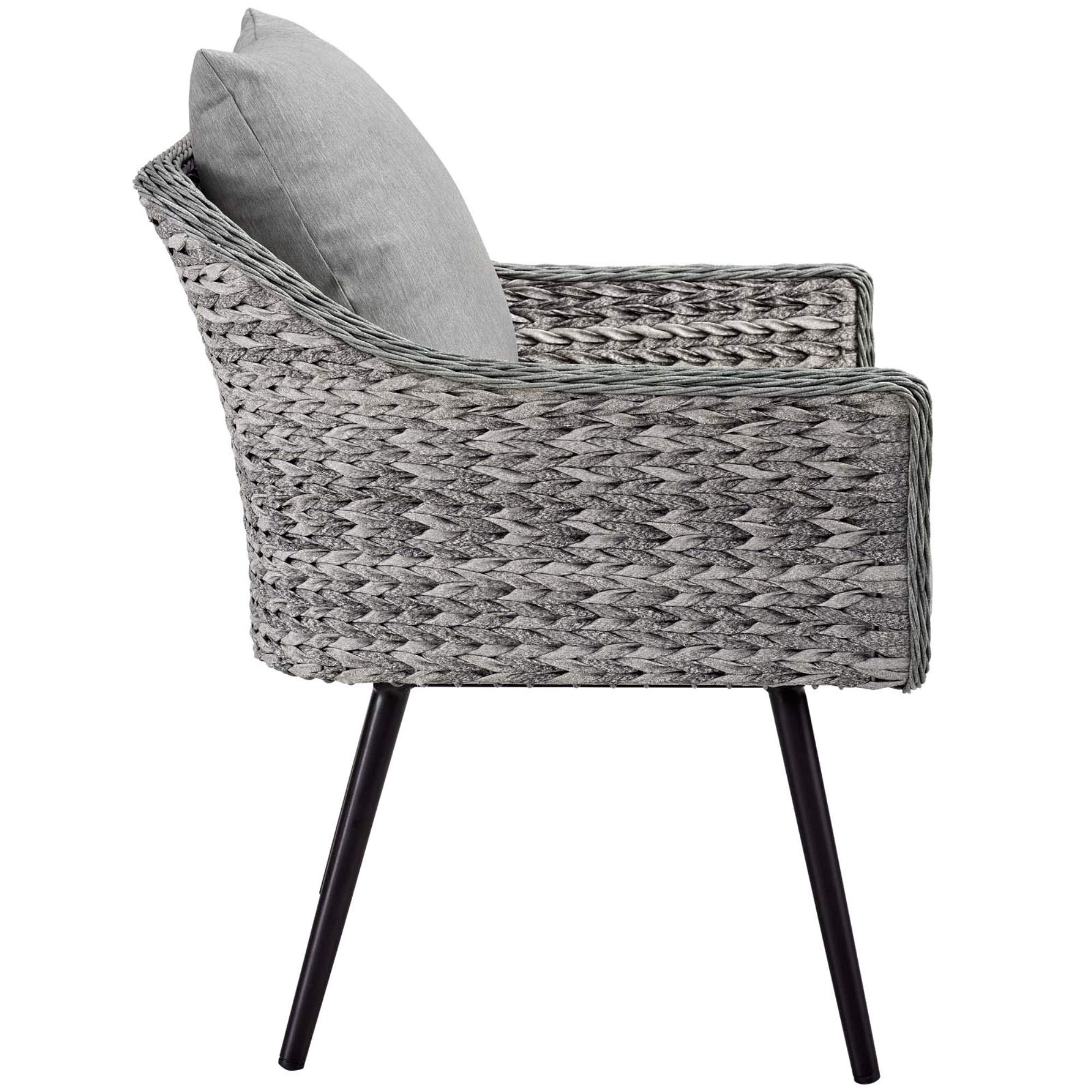 Ergode Endeavor Outdoor Patio Armchair - Modern Waterproof Aluminum Frame with All-Weather Cushions & Gray Synthetic Rattan Weave - Perfect for Poolside, Garden, or Patio Relaxation