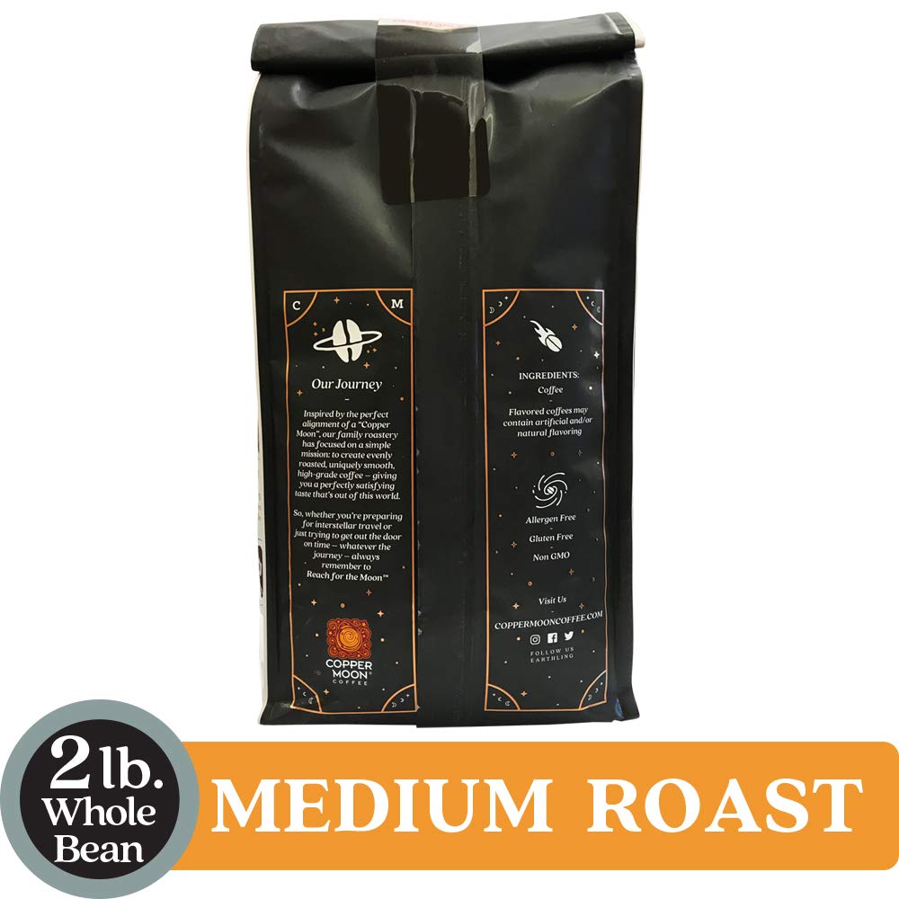 Premium Copper Moon Medium Roast Whole Bean Coffee - Stargazer Blend (2 Lb Bag) | Rich & Smooth Flavor for Home Brewing, Office Use & Gifts