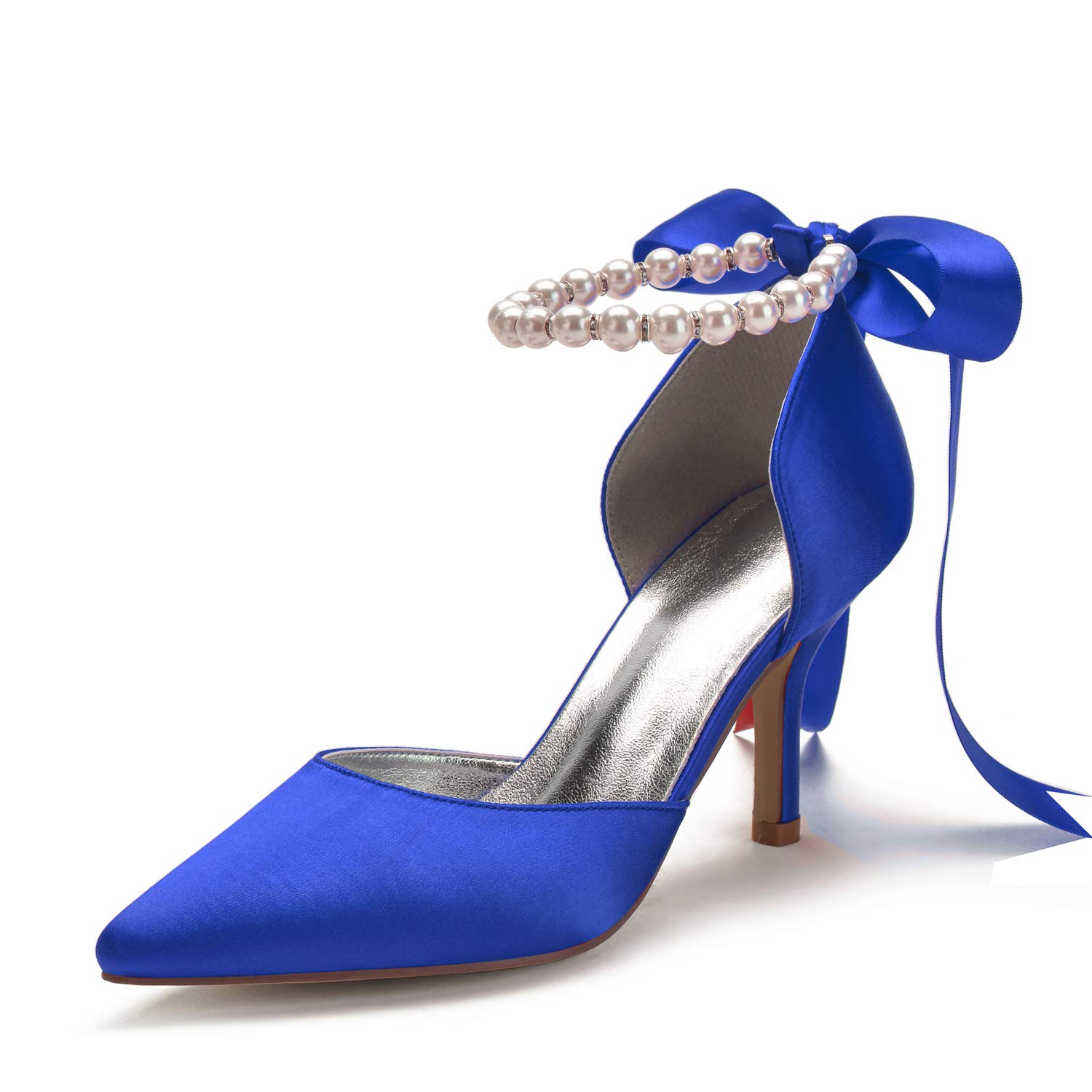 Elegant Pearl White Wedding Shoes for Bride – Pointed Toe High Heel Bridal Pumps – Satin Prom Party Dress Sandals – Perfect for Weddings, Formal Events & Special Occasions