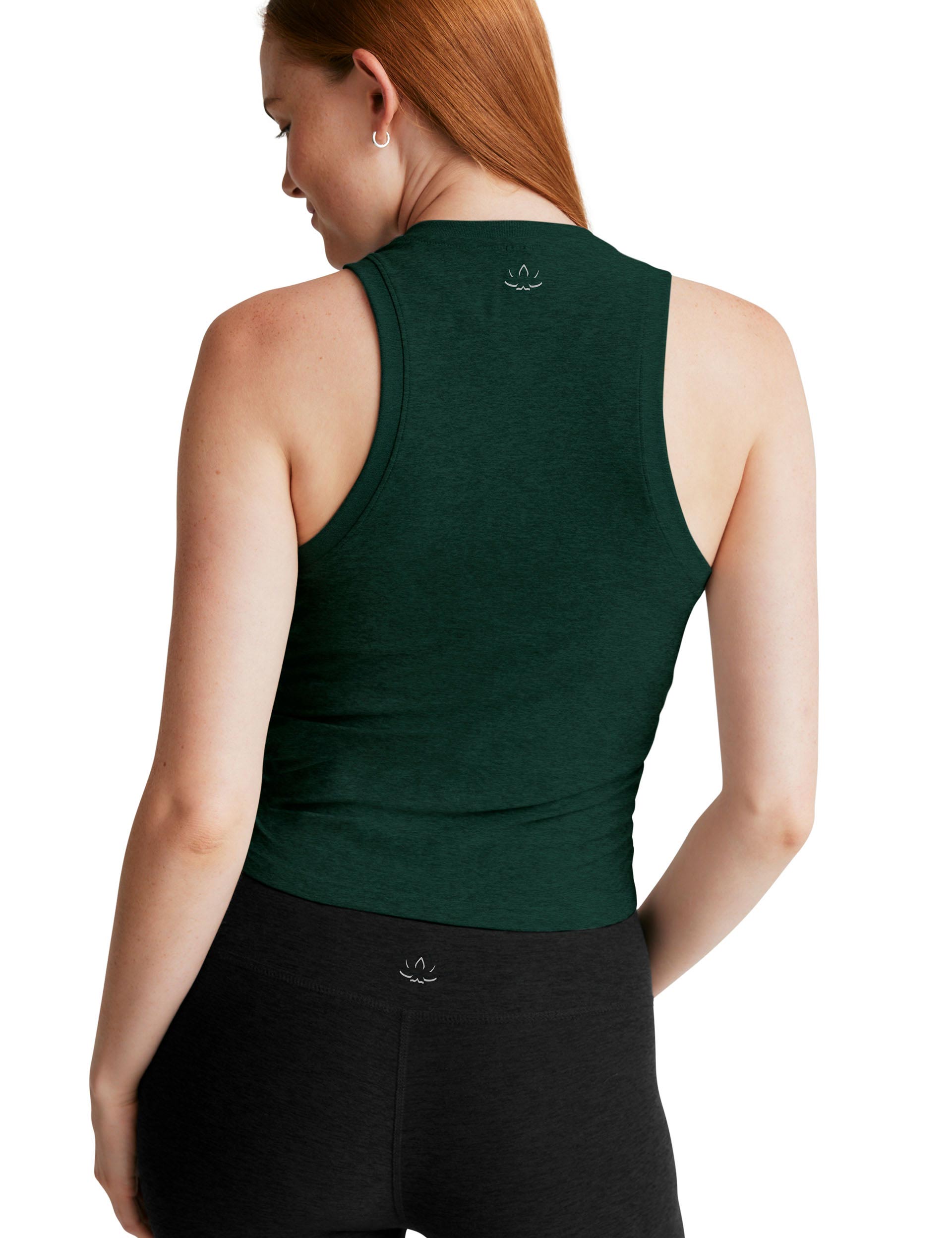 Featherweight Your Fit Shirred Tank - Dark Spruce Green Heather | Lightweight Stretchy Summer Top for Yoga, Running & Casual Wear