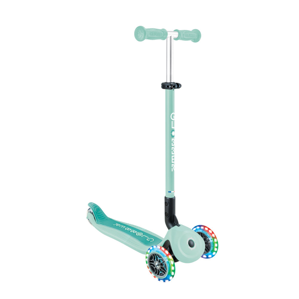 Globber Go Up Active Lights 360 Foldable Scooter for Kids & Adults - LED Light Up Wheels, Adjustable Handlebar - Perfect for Commuting, Outdoor Fun & Neighborhood Rides