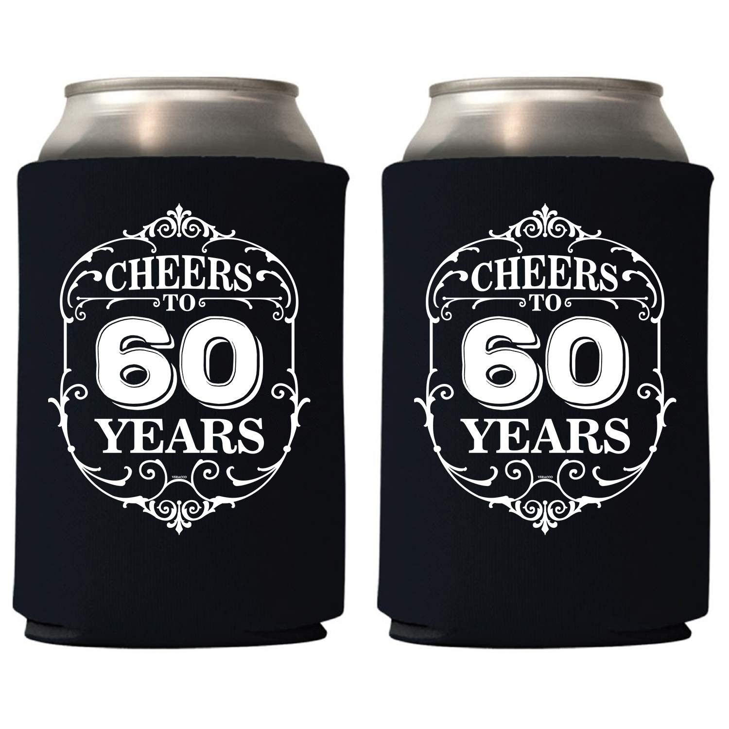 60th Birthday Can Coolie Holder - Cheers to 60 Years Party Decorations - Happy 60th Birthday Gift & Party Favors for Men Women - Perfect for 60th Birthday Celebrations, Anniversary Parties & Milestone Events