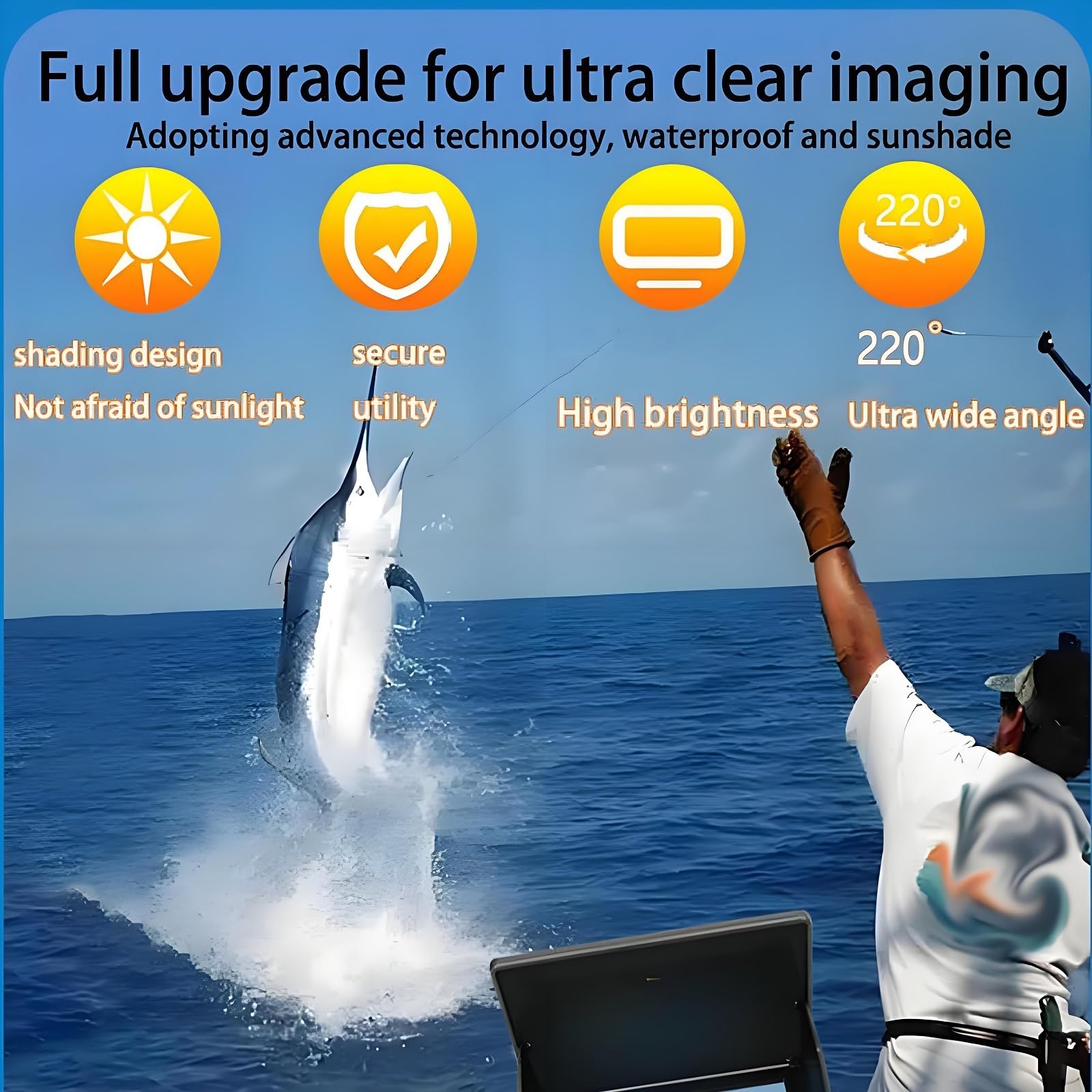 Colitt Underwater Fishing Camera - 4.3/5 Inch IPS Wide Angle Display, 220° Viewing Angle, 15m Depth for Fish Monitoring & Ice Fishing | Perfect for Freshwater, Saltwater & Night Fishing Adventures
