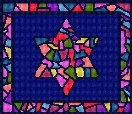 Pepita Needlepoint Canvas for Tallit - Stained Glass Design 12