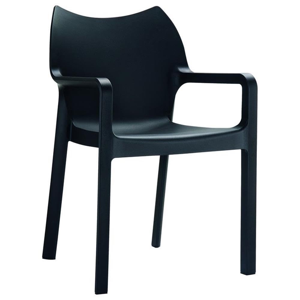 Premium Black Resin Outdoor Patio Dining Arm Chairs (Set of 4) - Weather-Resistant, Durable & Stylish for Backyard, Garden, Poolside or Deck Seating