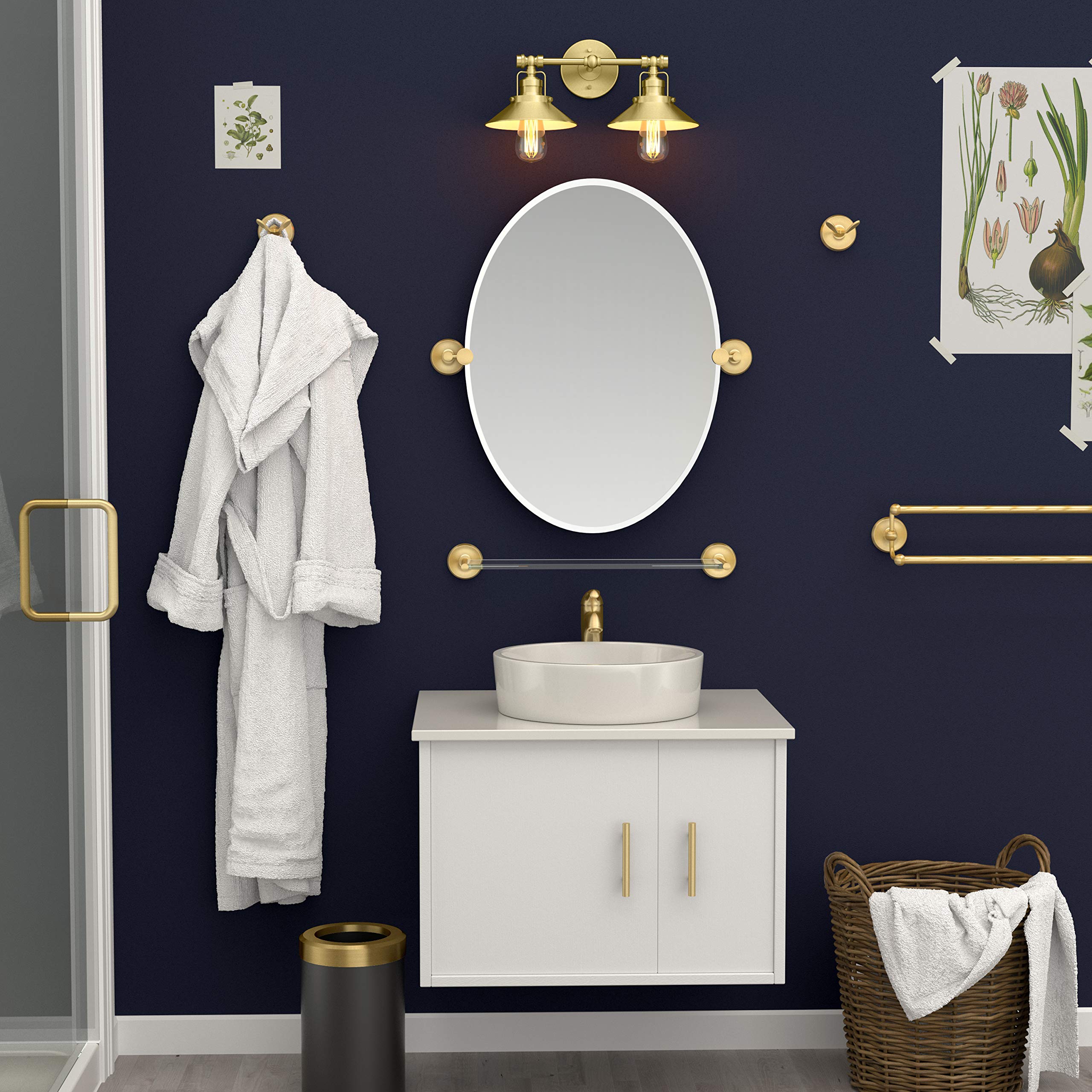 Gatco 5053 Designer II Brushed Brass Wall Mounted Towel Ring - 6.5