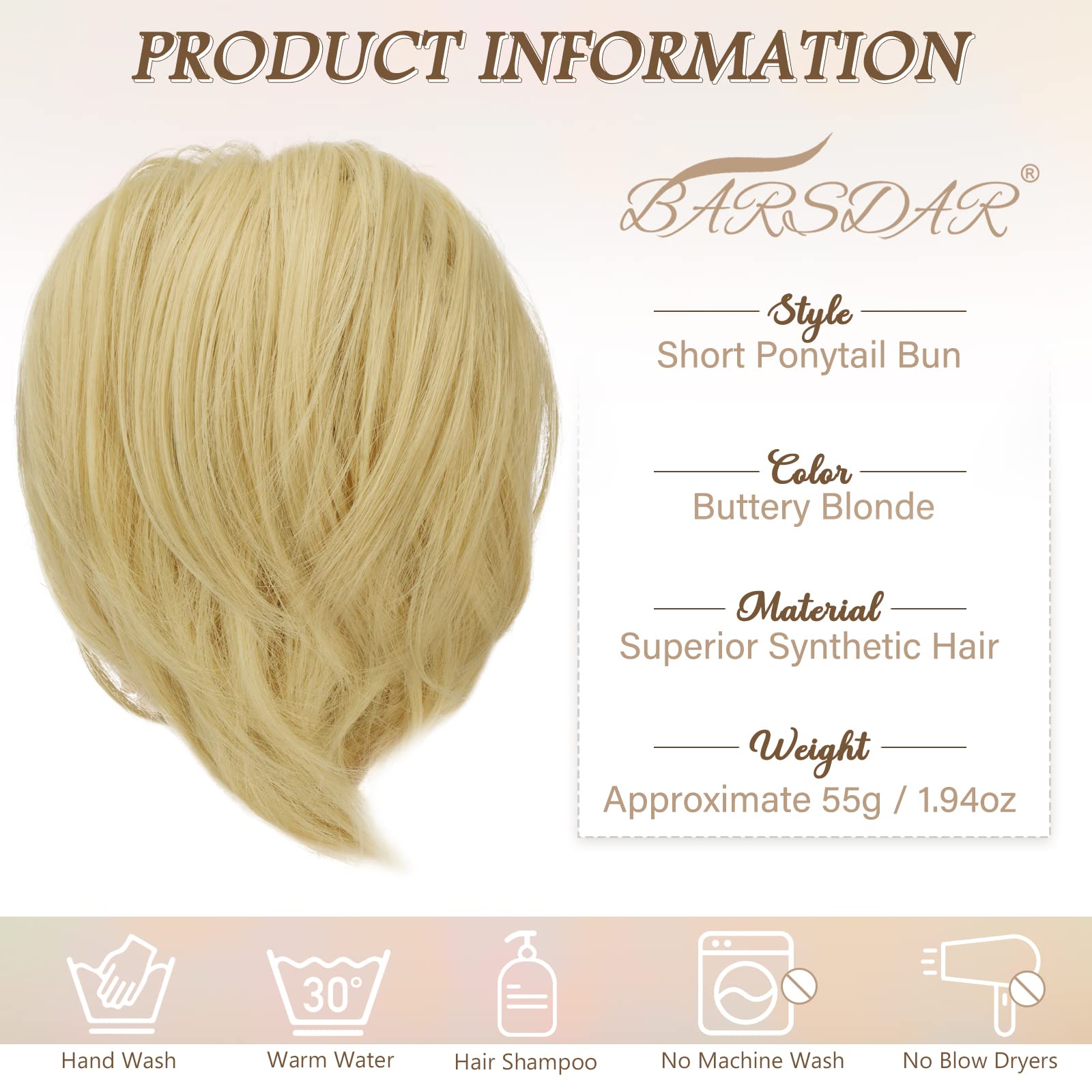 Straight Hair Bun Ponytail Extension - Elastic Scrunchie Hair Tie for Women | Perfect for Workout, Office & Everyday Hairstyles