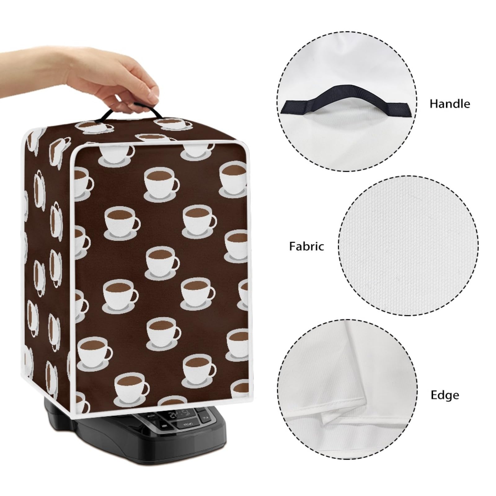 GLENLCWE Coffee Maker Dust Cover - Foldable, Washable Polyester Protective Cover for Kitchen Small Appliances | Coffee Cup Print Design | Perfect for Keurig, Nespresso & Drip Coffee Machines