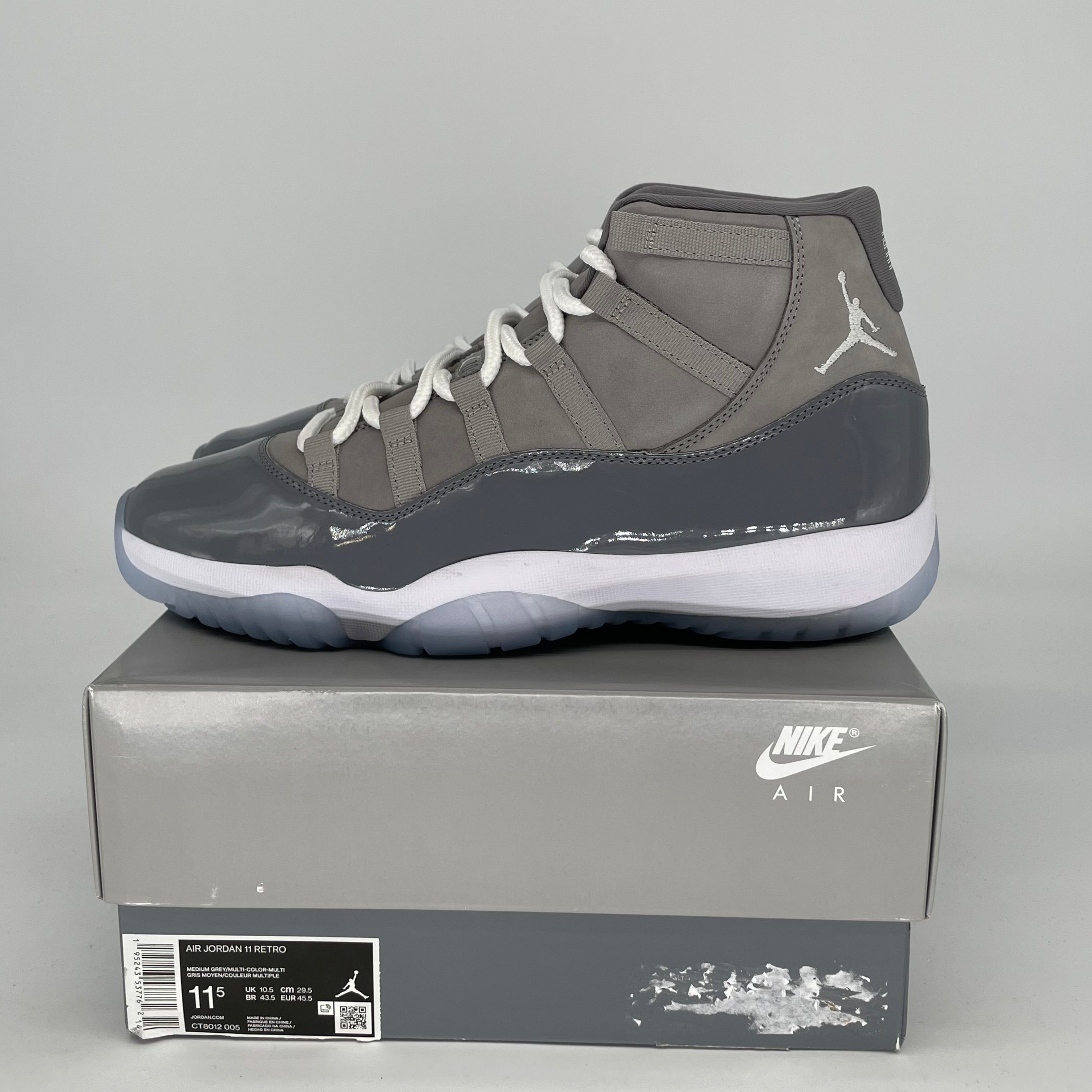 AIR JORDAN 11 Retro Cool Grey Basketball Shoes - Men's Size 11.5/Women's Size 13 (CT8012-005) - Perfect for Streetwear, Sneaker Collecting & Basketball Games