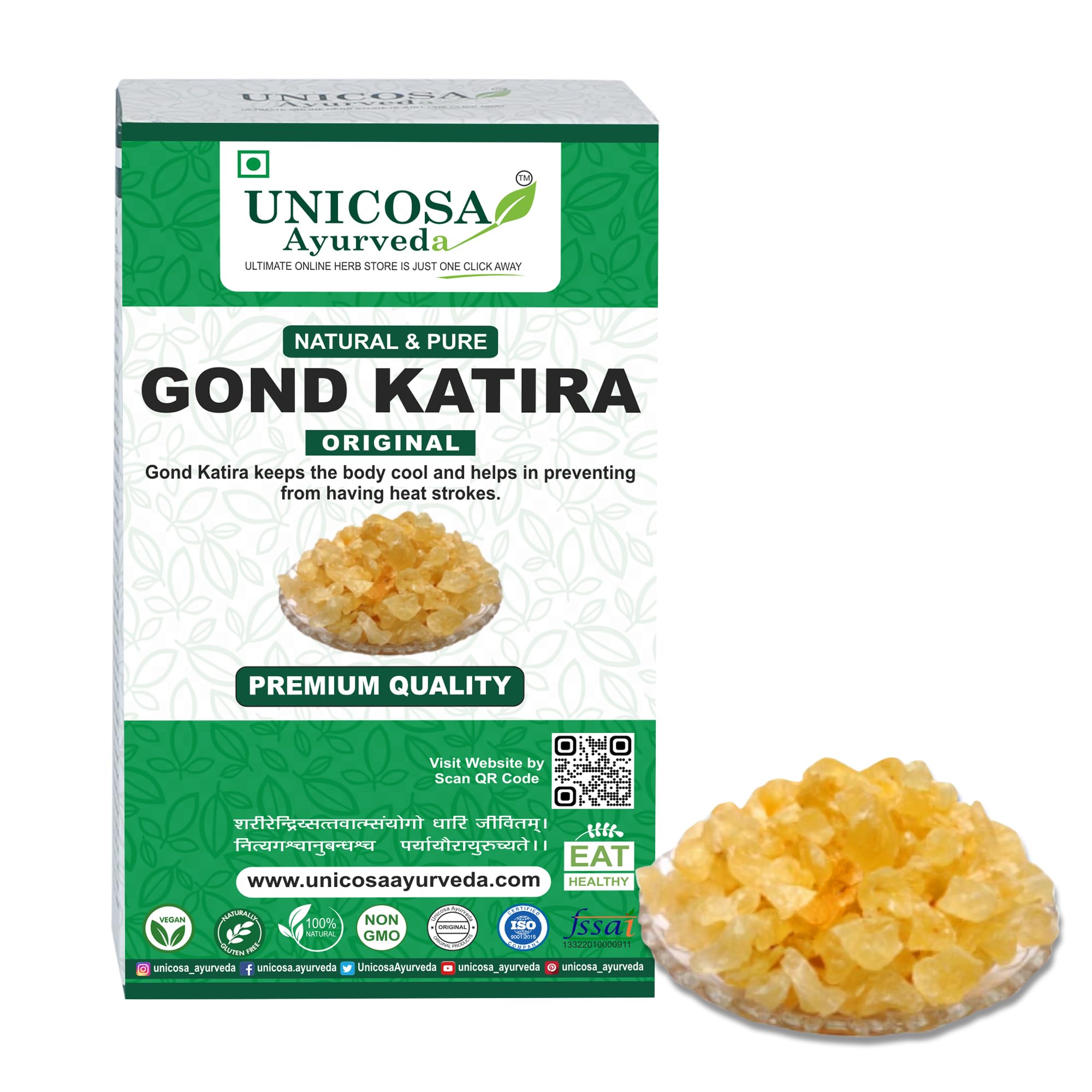 UNICOSA Pure Ayurvedic Gond Katira (Edible Tragacanth Gum) - 200g | Natural Cooling Herbal Superfood | High Nutritional Value | Perfect for Summer Drinks, Desserts & Traditional Remedies