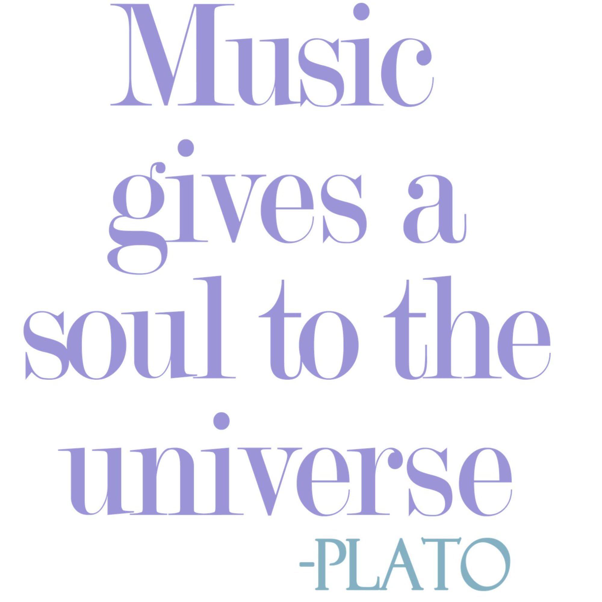 Music Gives Soul 3x3 Inch Square Bumper Sticker - Waterproof Vinyl Car Decal for Laptop, Guitar Case & Notebook - Fun Music Lover Gift