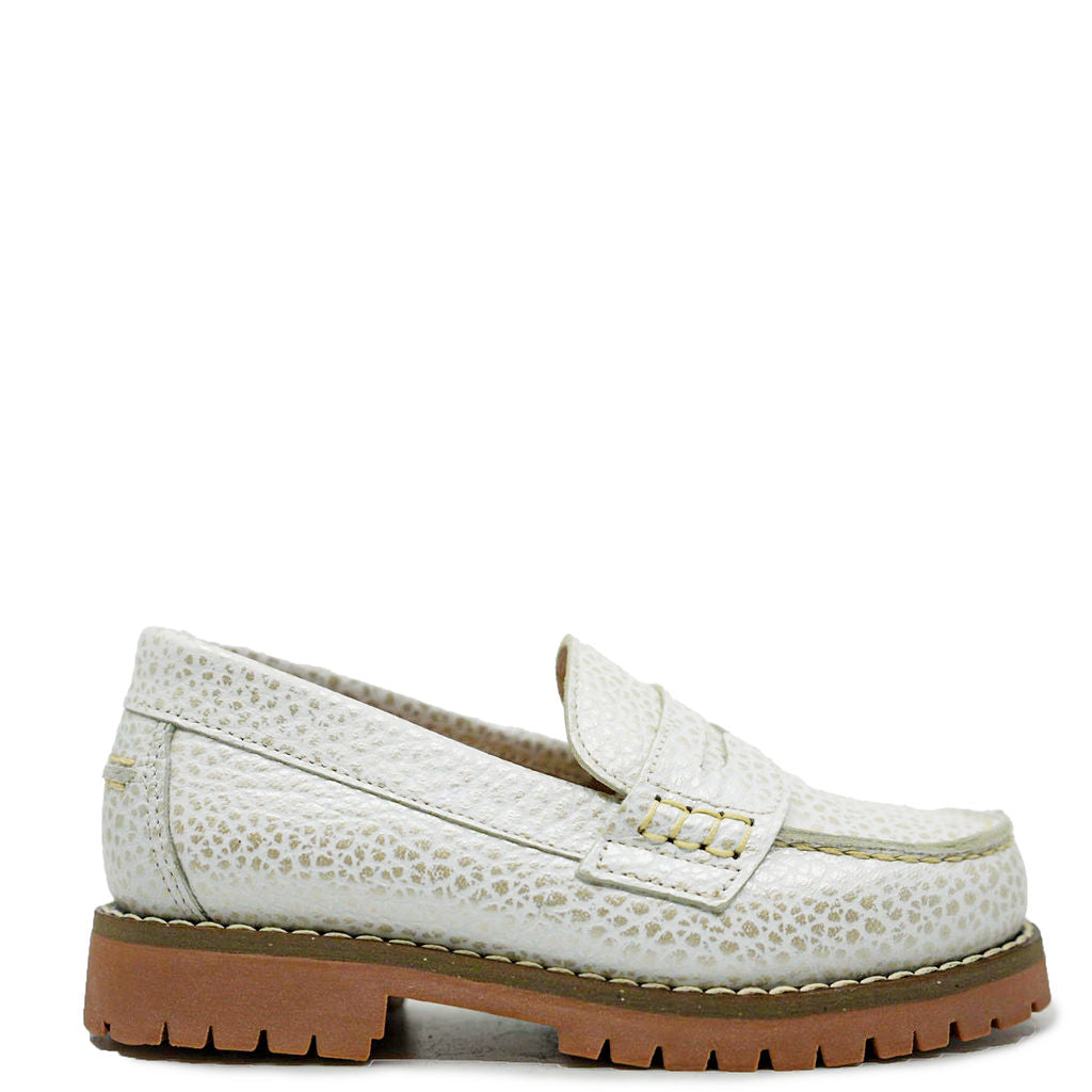 Blublonc Women's White Pearl Chunky Loafers - Comfortable Slip-On Shoes for Casual Outfits & Office Wear