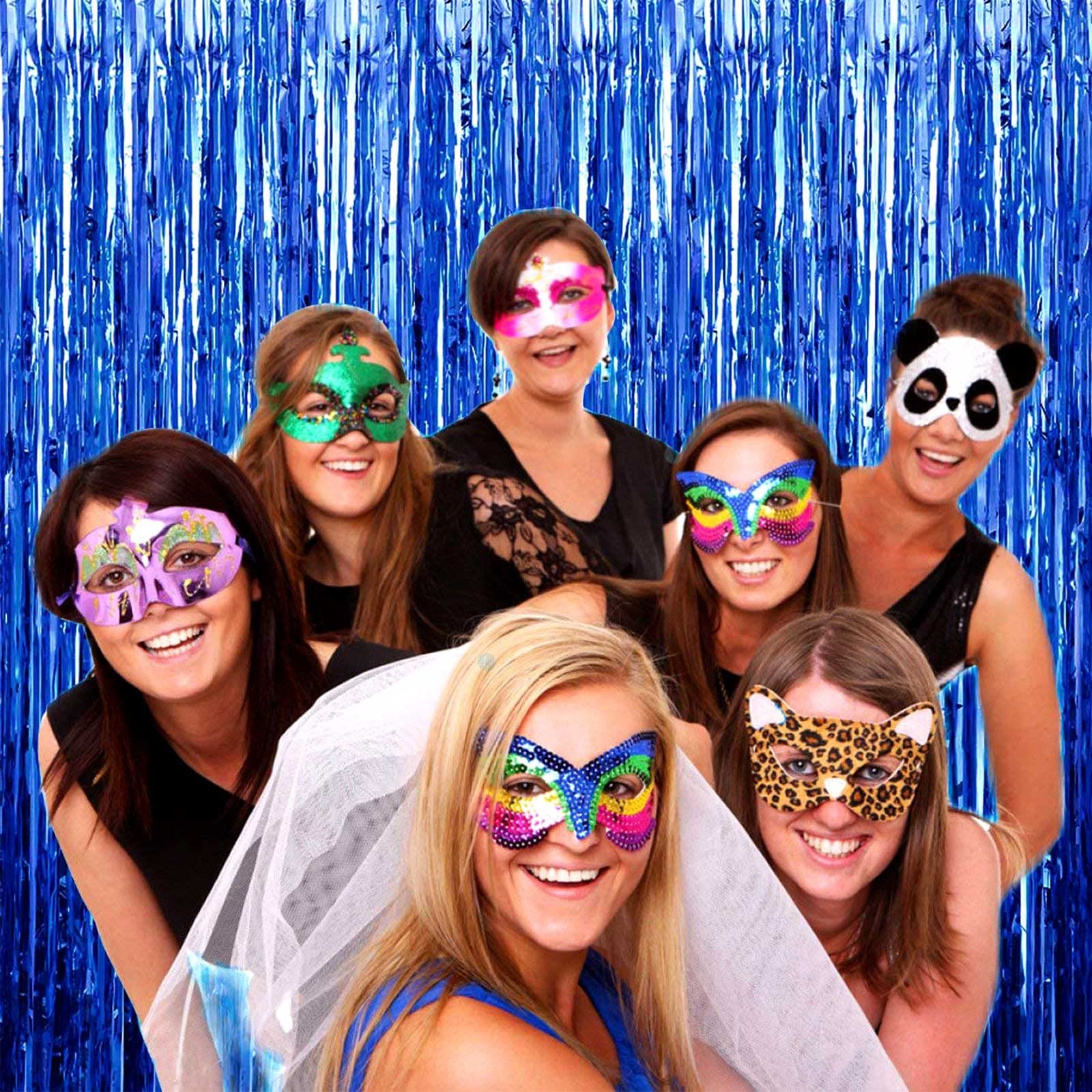 4 Pack Blue Foil Fringe Curtain Backdrop - 3.28Ft x 8.2Ft Metallic Tinsel Streamers for Under the Sea Party, Photo Booth Props, Birthday Decorations, Summer Ocean Theme Party Supplies - Perfect for Baby Showers, Gender Reveals & Mermaid Themed Events