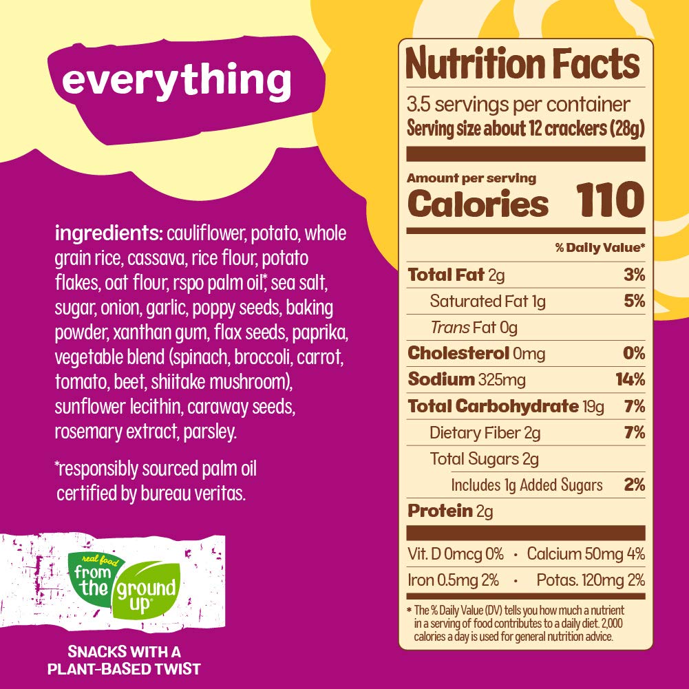 Organic Cauliflower Snacking Crackers - Gluten-Free, Vegan, Low Carb Keto-Friendly Crackers - Perfect for Healthy Snacks, On-the-Go Lunches & Party Appetizers