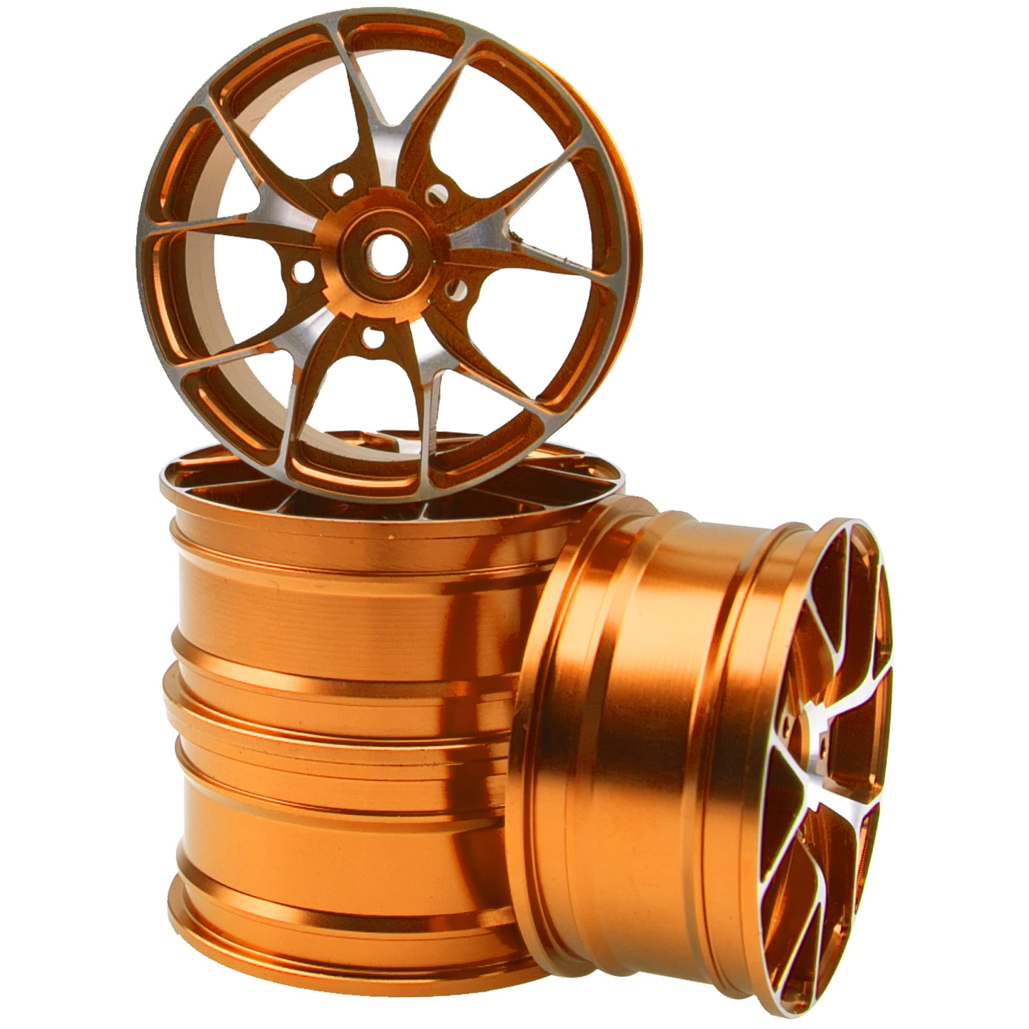 ShareGoo 12mm Hex Metal Wheel Rims for 1/10 RC Drift & On-Road Racing - Compatible with HSP, Tamiya, Kyosho, RedCat, Sakura, WLtoys - Golden (Perfect for Touring Cars & Competitive RC Drifting)