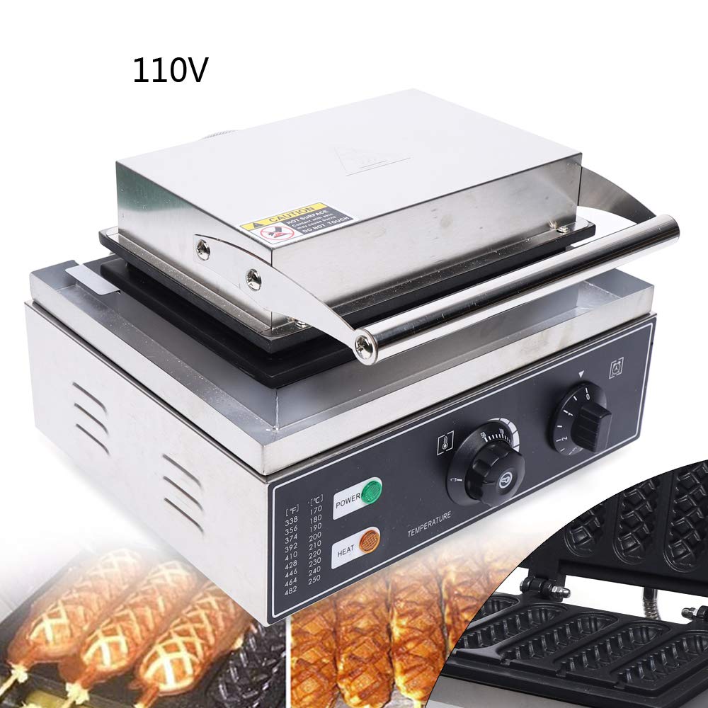 Commercial 1500W Corn Dog Waffle Maker Machine - Non-Stick French Hot Dog on Stick Maker - Quickly Makes 5 Breakfast Sausage Rolls - Perfect for Fairs, Food Trucks & Home Breakfasts