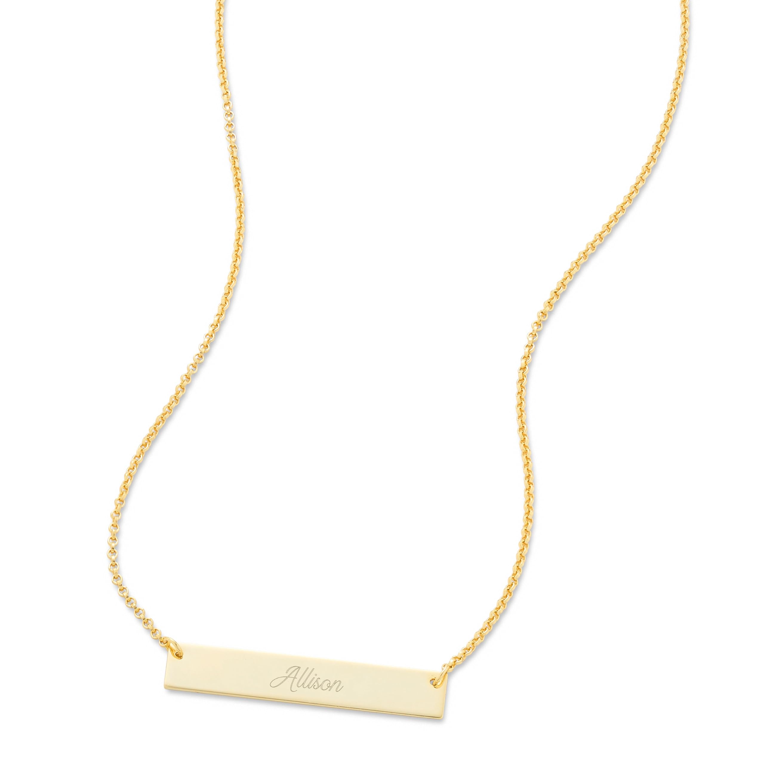 EVE'S ADDICTION Custom Engraved Gold Plated Name Bar Necklace for Women - 16 Inch Personalized Nameplate Necklace - Birthday Gift for Her, Mom, Wife - Perfect for Anniversaries, Valentine's Day & Special Occasions