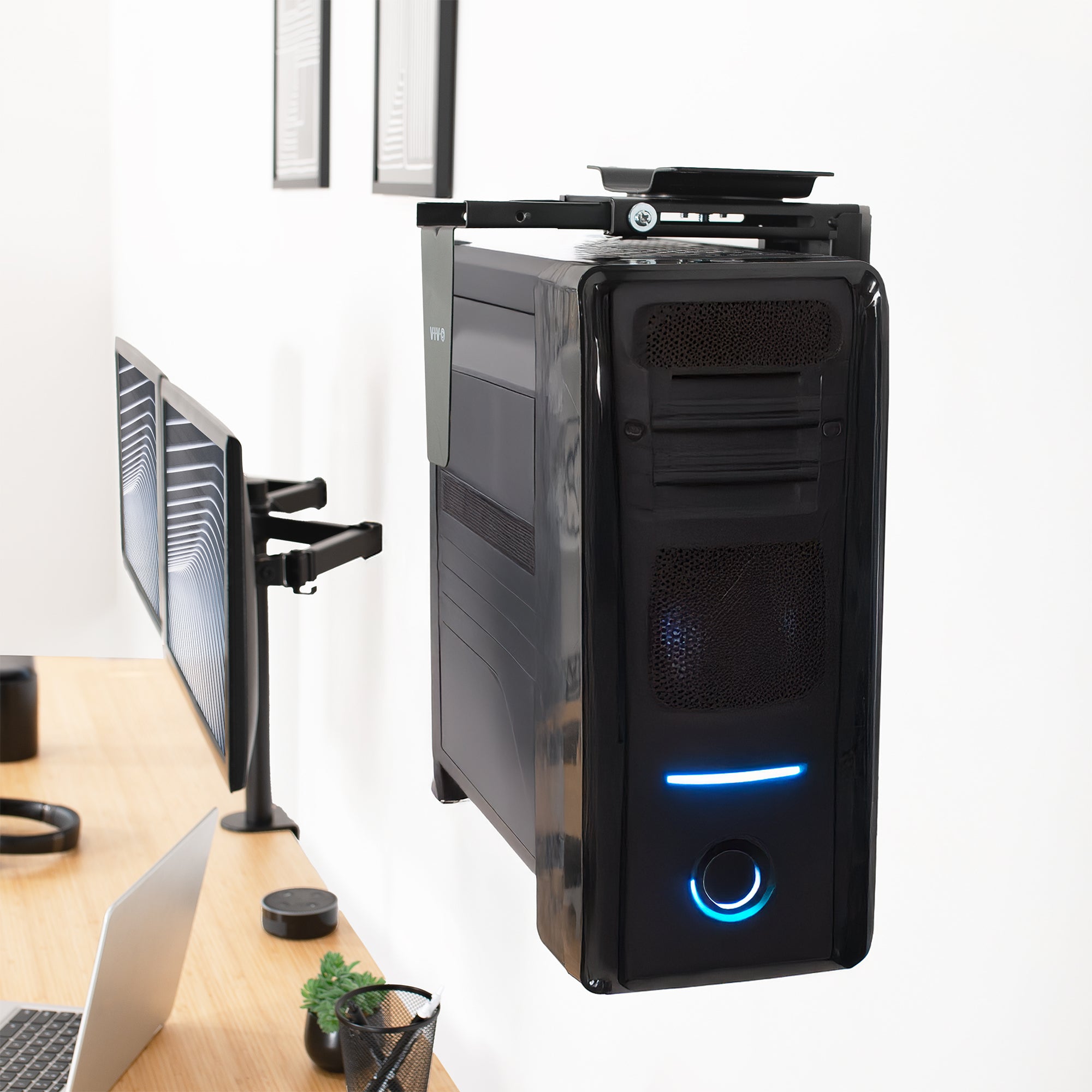 Under Desk and Wall Mount for Large PC - Heavy Duty CPU Holder for Home Office, Gaming Setup, and Workspace Organization
