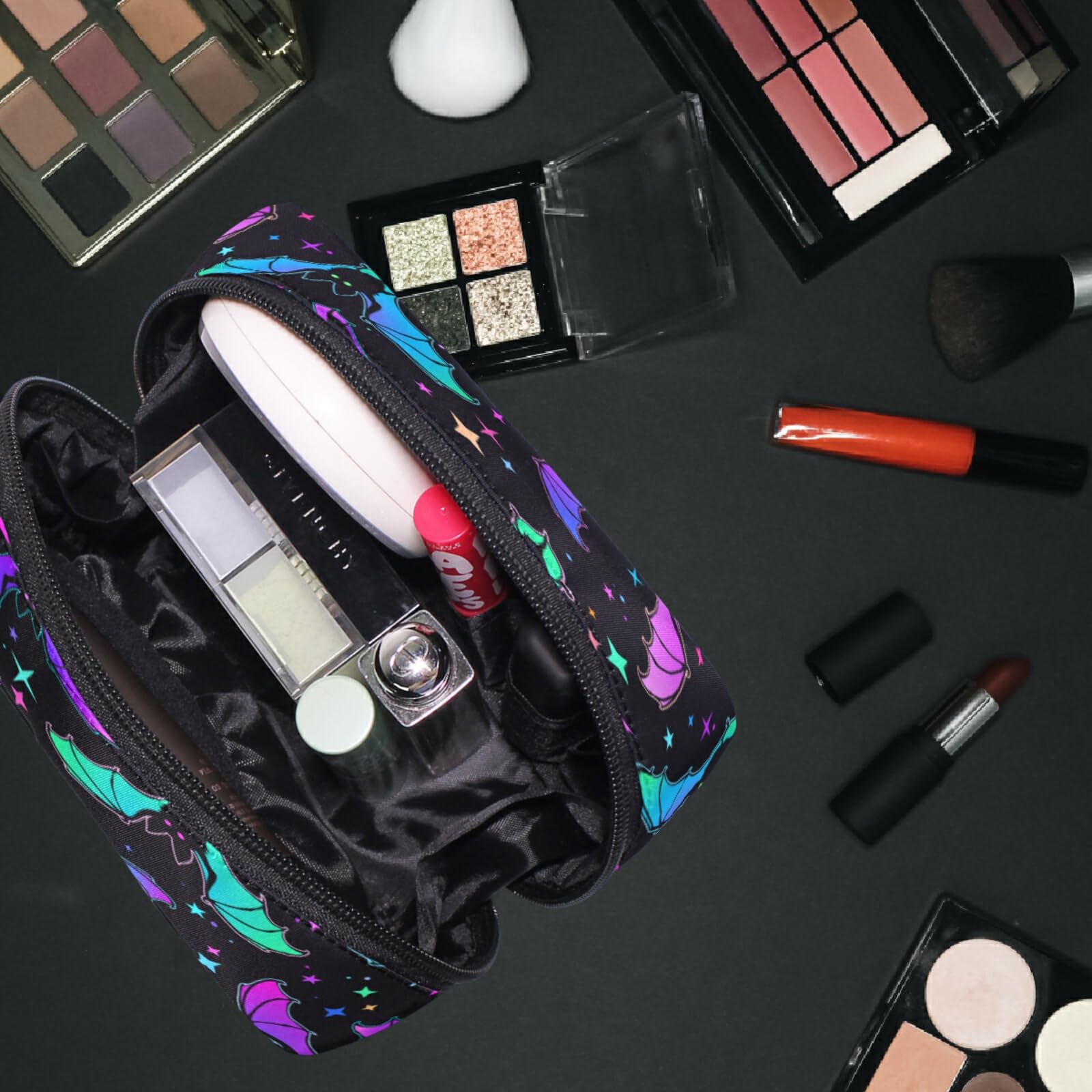 Luminous Bat Makeup Bag for Women - Travel & Halloween Organizer