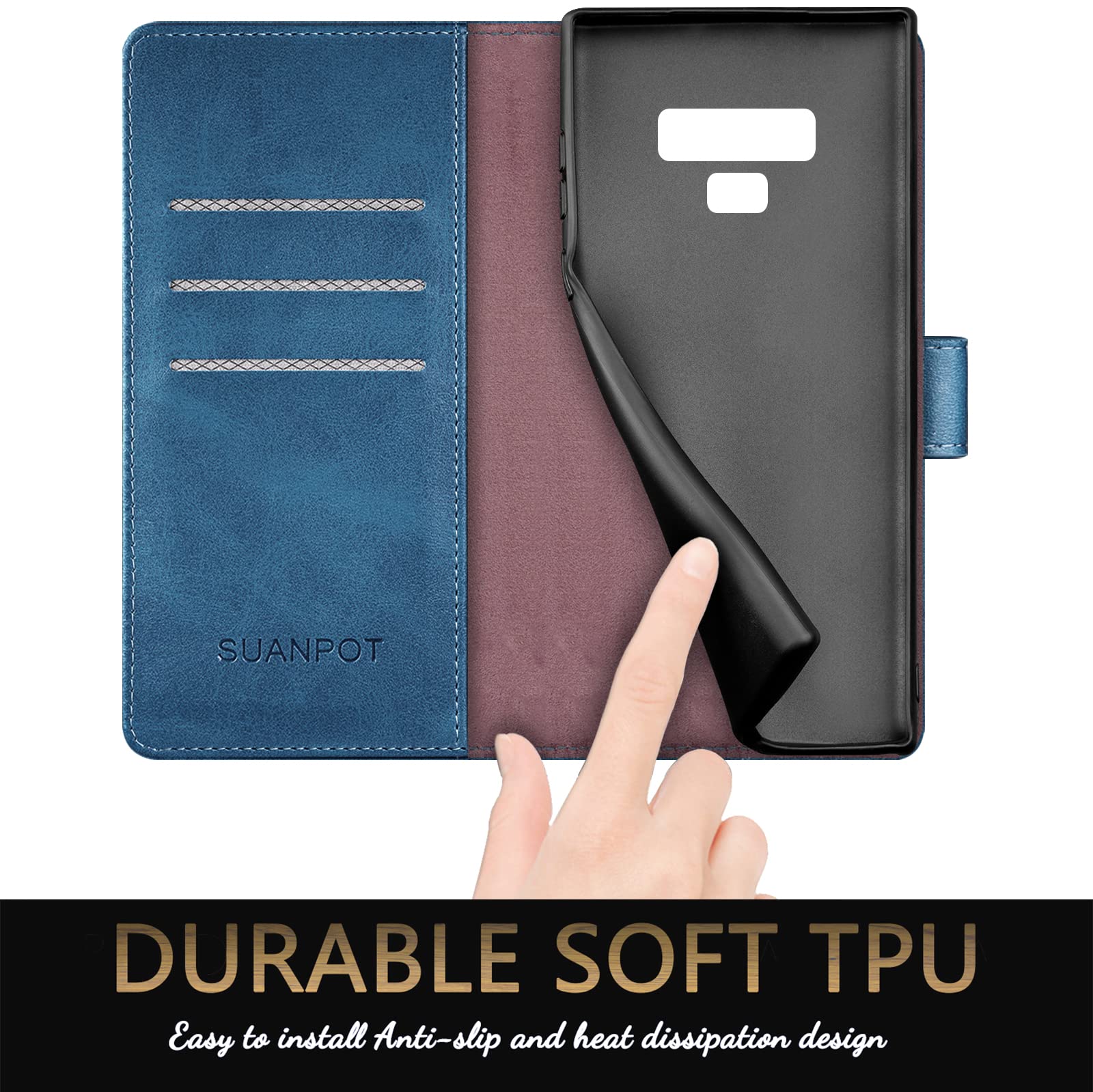RFID Blocking Leather Wallet Case for Samsung Galaxy Note 9 6.4