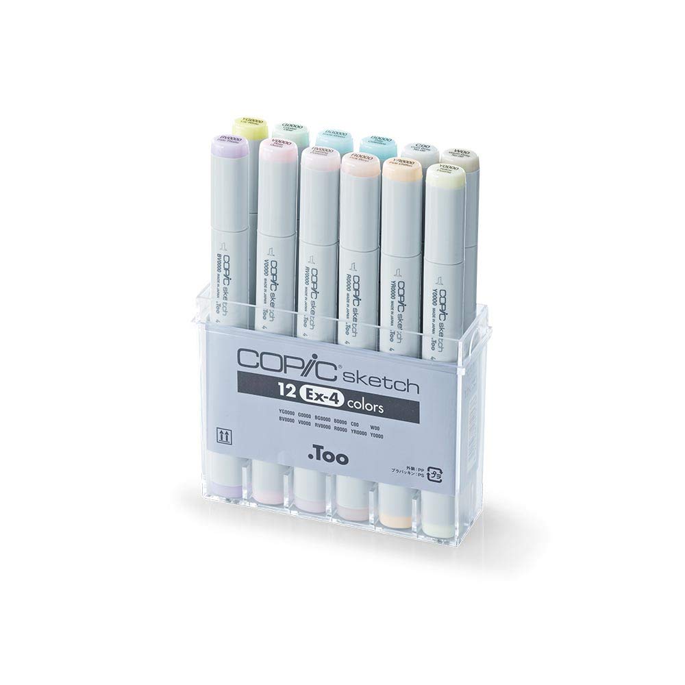 Copic Sketch Marker Set - 12 Vibrant Colors (EX-4) for Artists, Illustrators & Designers - Perfect for Sketching, Manga, Comic Art & Professional Illustration