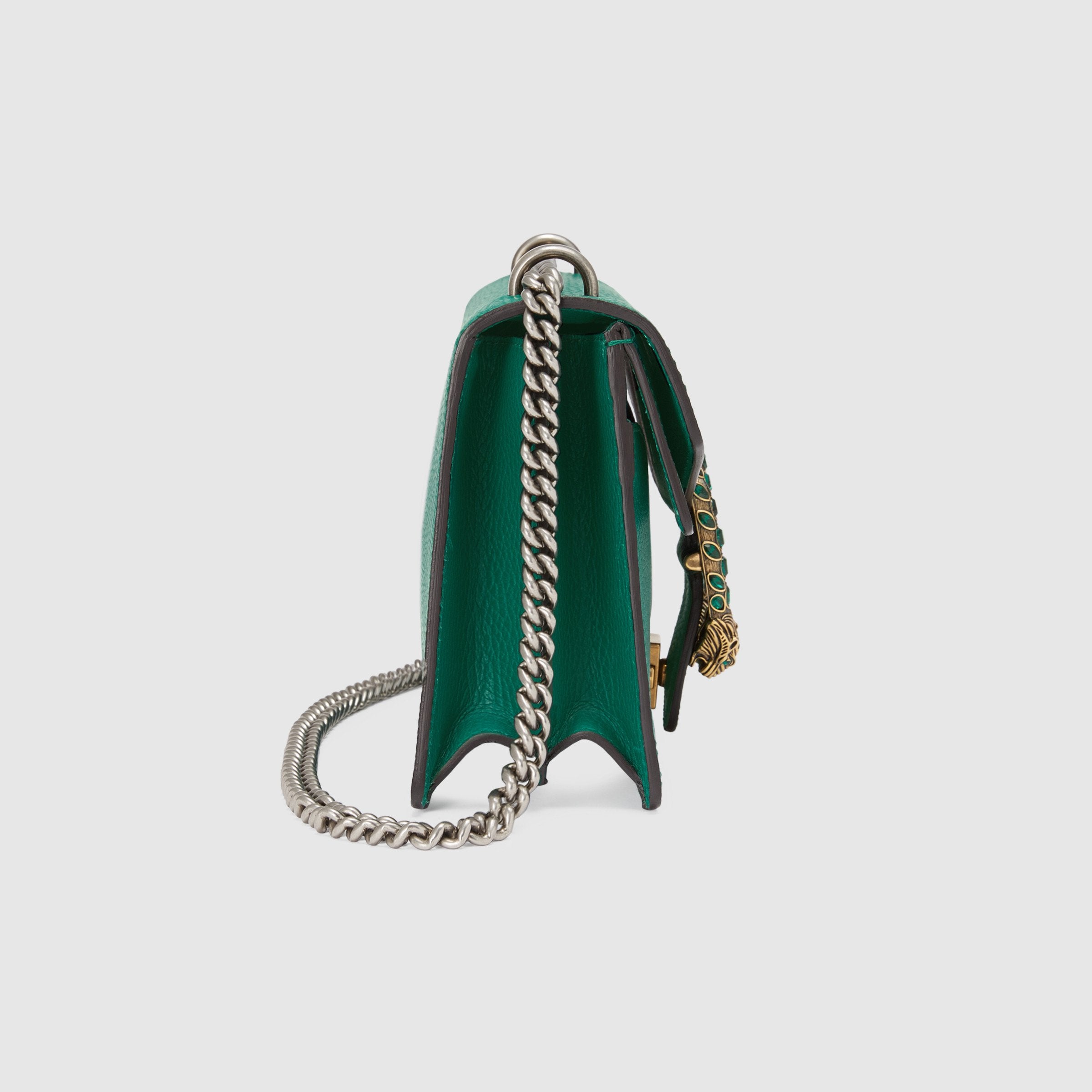 Gucci Dionysus Small Shoulder Bag for Women - Green Leather Crossbody Purse with Chain Strap - Perfect for Date Night, Parties & Evening Events