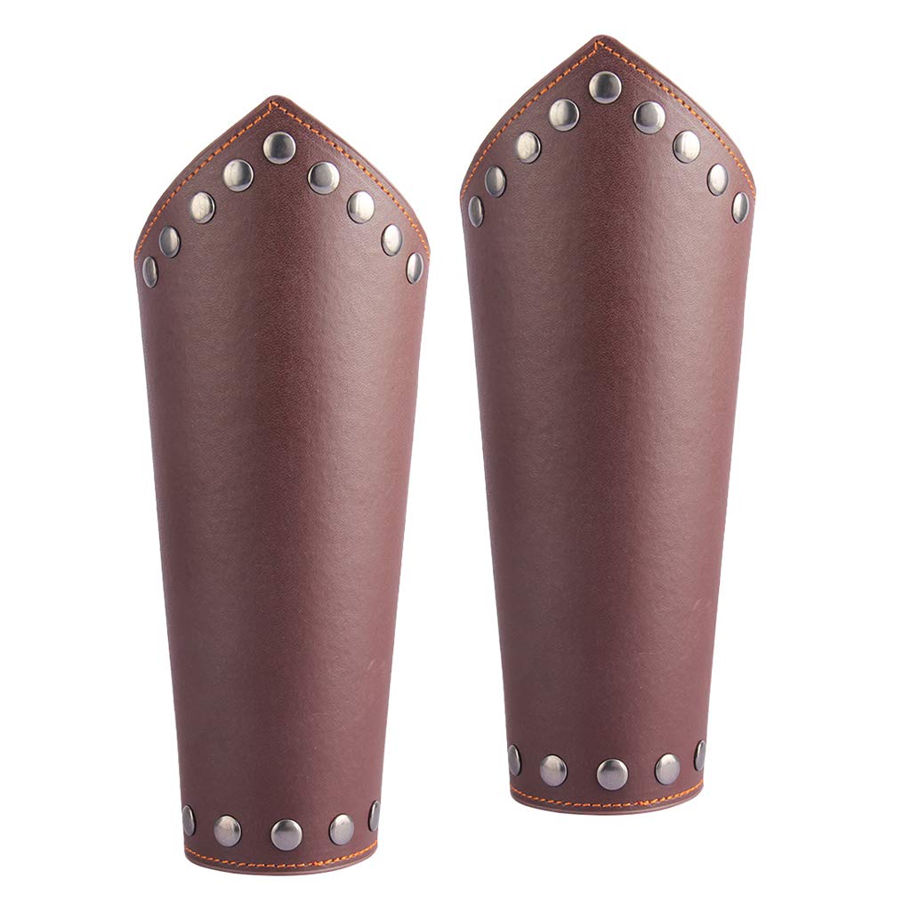 F Fityle 2 Pcs Genuine Leather Wristband - Medieval Bracers Armor, Wrist Guard Cuffs for LARP, Cosplay & Renaissance Faire Costume Accessories | Perfect for Viking, Knight, Warrior & Historical Reenactment