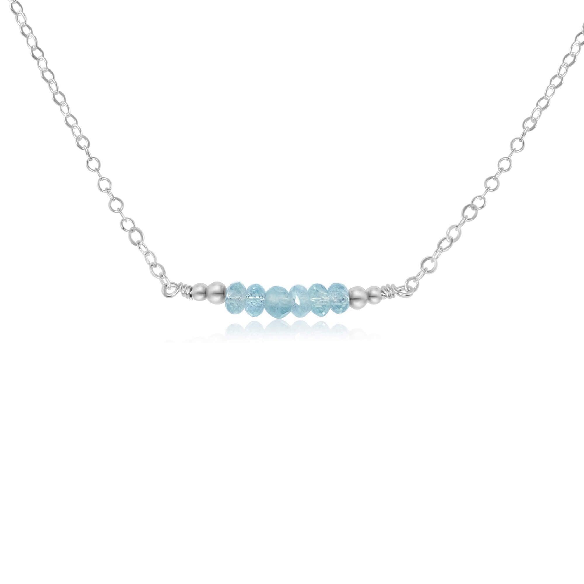 Sparkling Blue Aquamarine Faceted Bead Bar Necklace - Elegant Handmade Jewelry for Women, Perfect for Weddings, Parties & Special Occasions