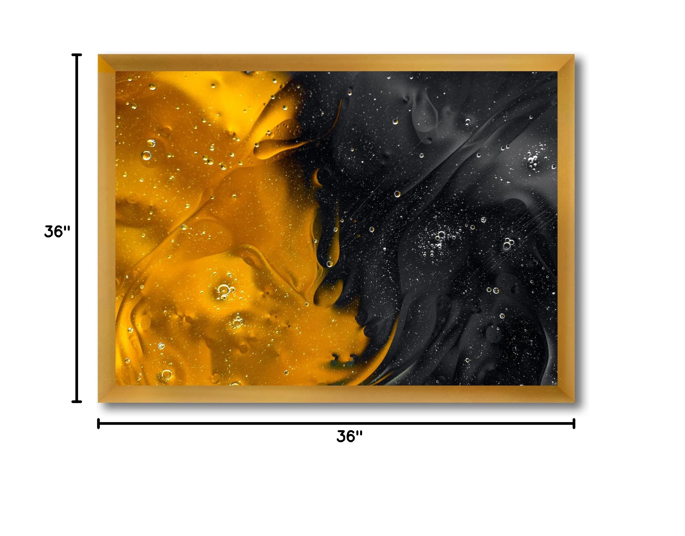 DesignQ Yellow and Black Modern Framed Wall Art - Contemporary Home Decor for Living Room, Bedroom & Office