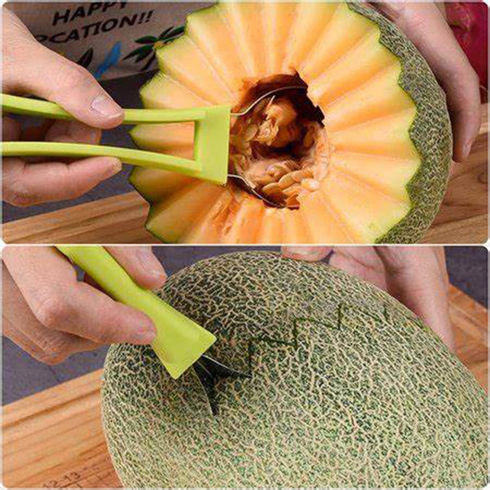 4 in 1 Stainless Steel Melon Baller Scoop Set - Watermelon Cutter, Fruit Carving Tools, Pulp Separator for Kitchen, Party & Fruit Platter Decoration