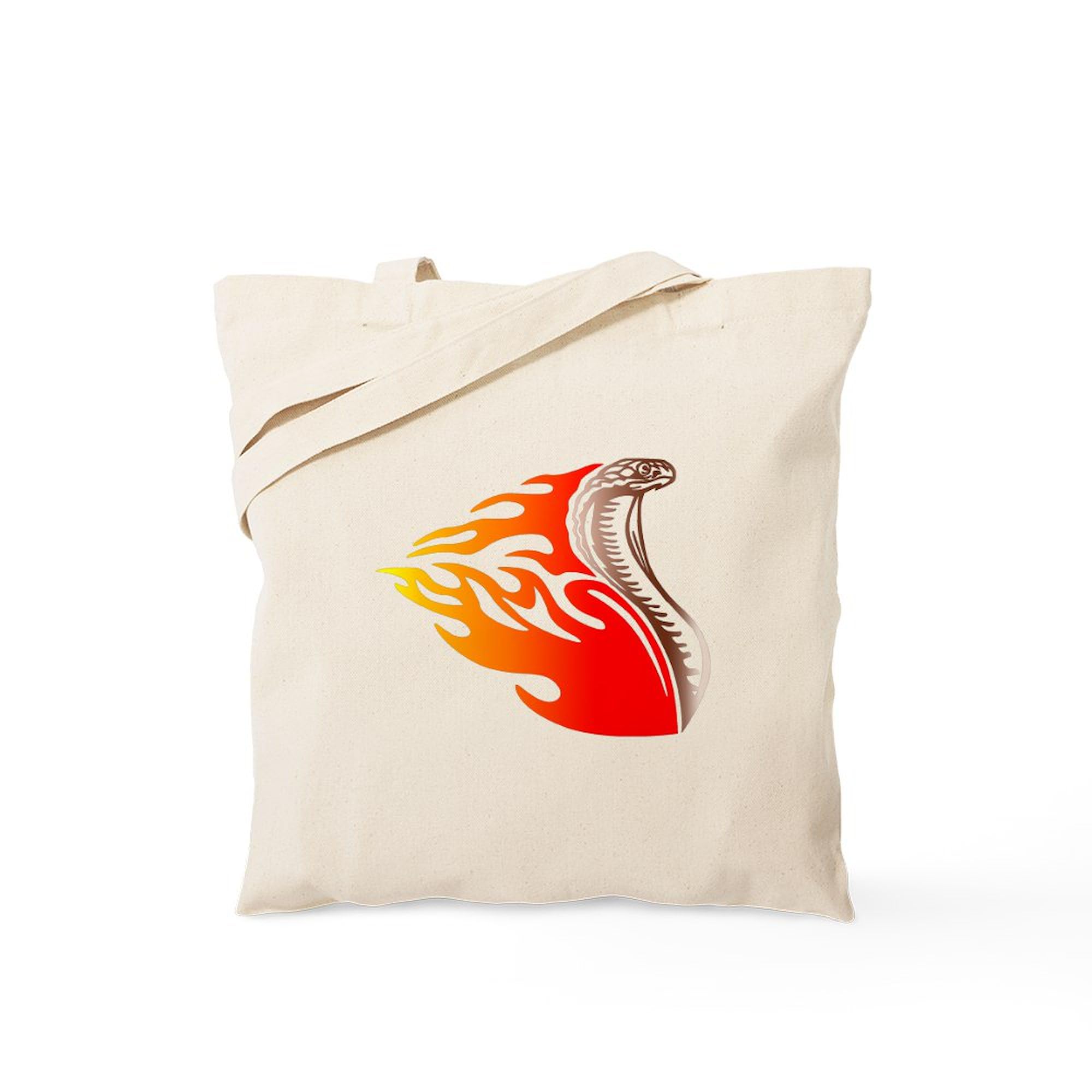 Cobra Flames Tribal Design Tote Bag - Natural Canvas Reusable Shopping Bag for Groceries, Beach, Gym & Daily Use | Eco-Friendly Cotton Tote | CafePress