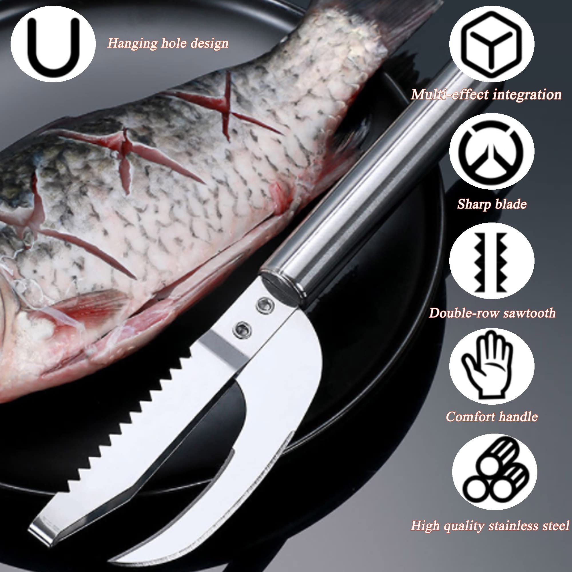 Premium Stainless Steel Fish Maw Knife - Multi-Functional Fish Scale Remover Tool for Kitchen, Home & Outdoor Fishing | Perfect for Cleaning Fish, Preparing Seafood & Cooking