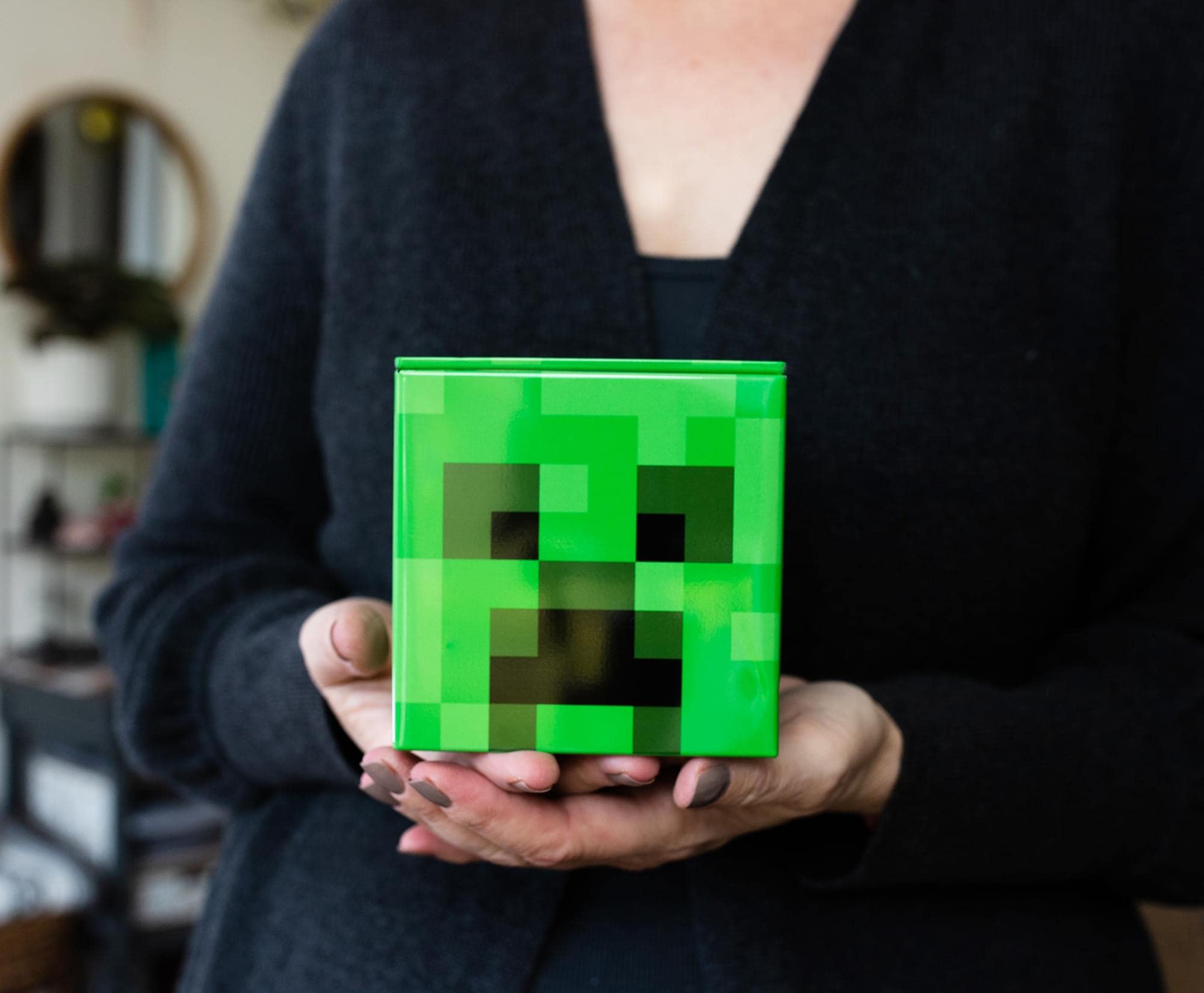 Minecraft Creeper 4-Inch Tin Storage Box with Lid - Organizer Cube for Toys, Collectibles & Home Decor | Perfect for Playroom, Closet & Gift Giving | Video Game Accessories & Storage Solution