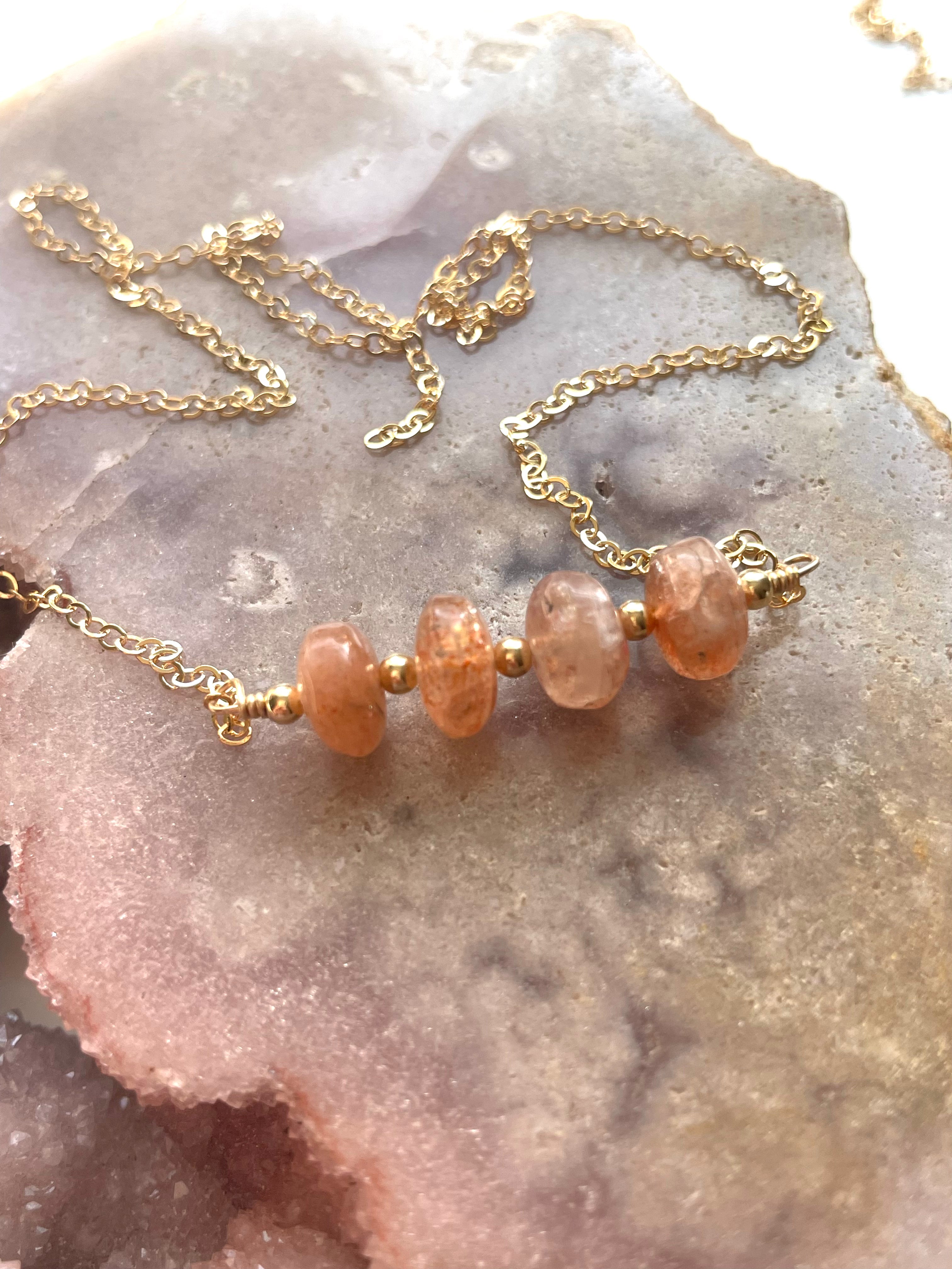 Sunstone Necklace in Gold or Silver - Elegant Healing Crystal Jewelry for Women, Perfect for Daily Wear, Meditation & Energy Balancing