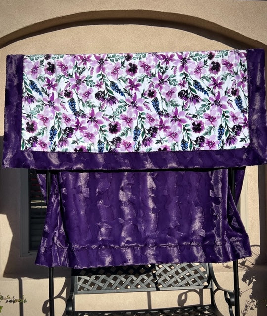 Premium Wisteria Floral Plum Wine Minky Blanket - Soft & Cozy 54x68 Inches for Bed, Couch, and Home Decor