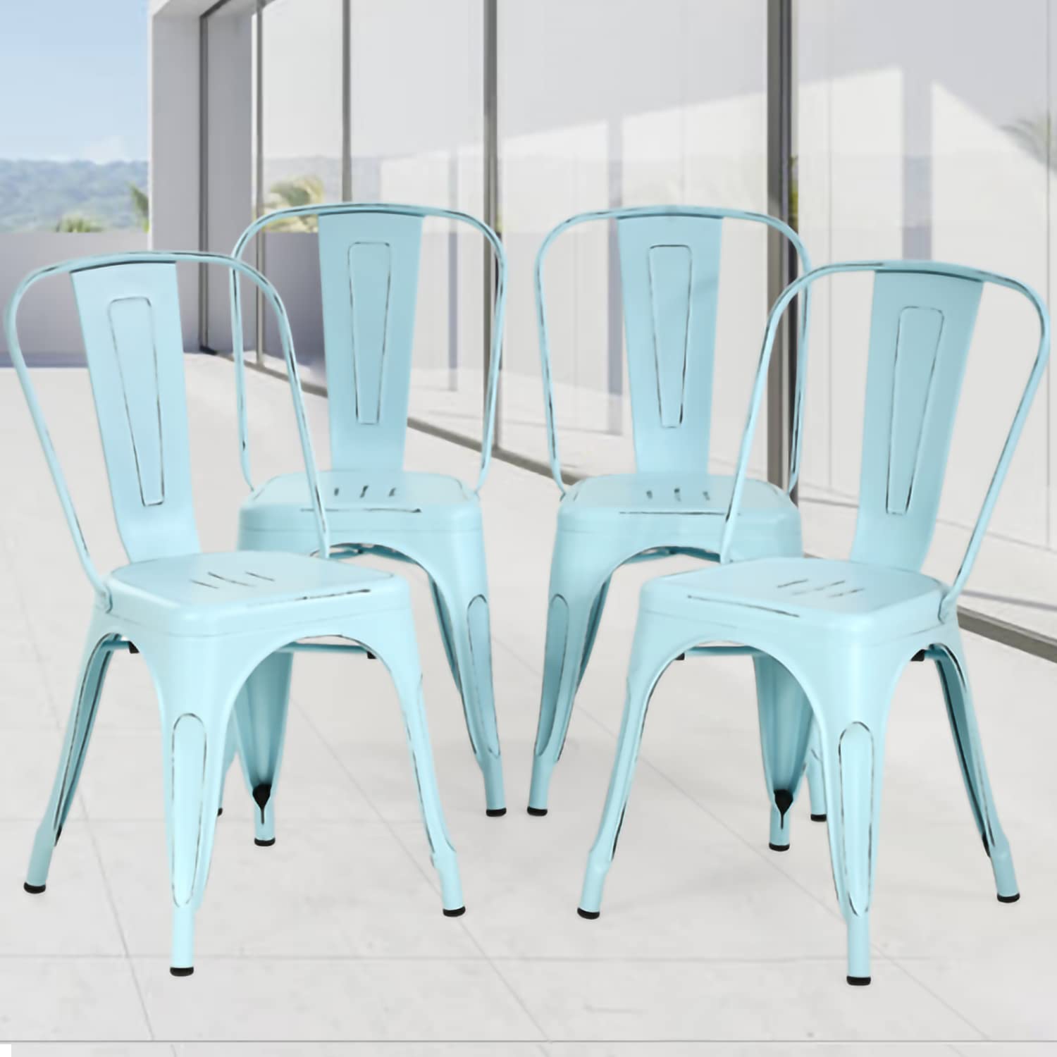4-Pack Metal Dining Chairs Set - 18