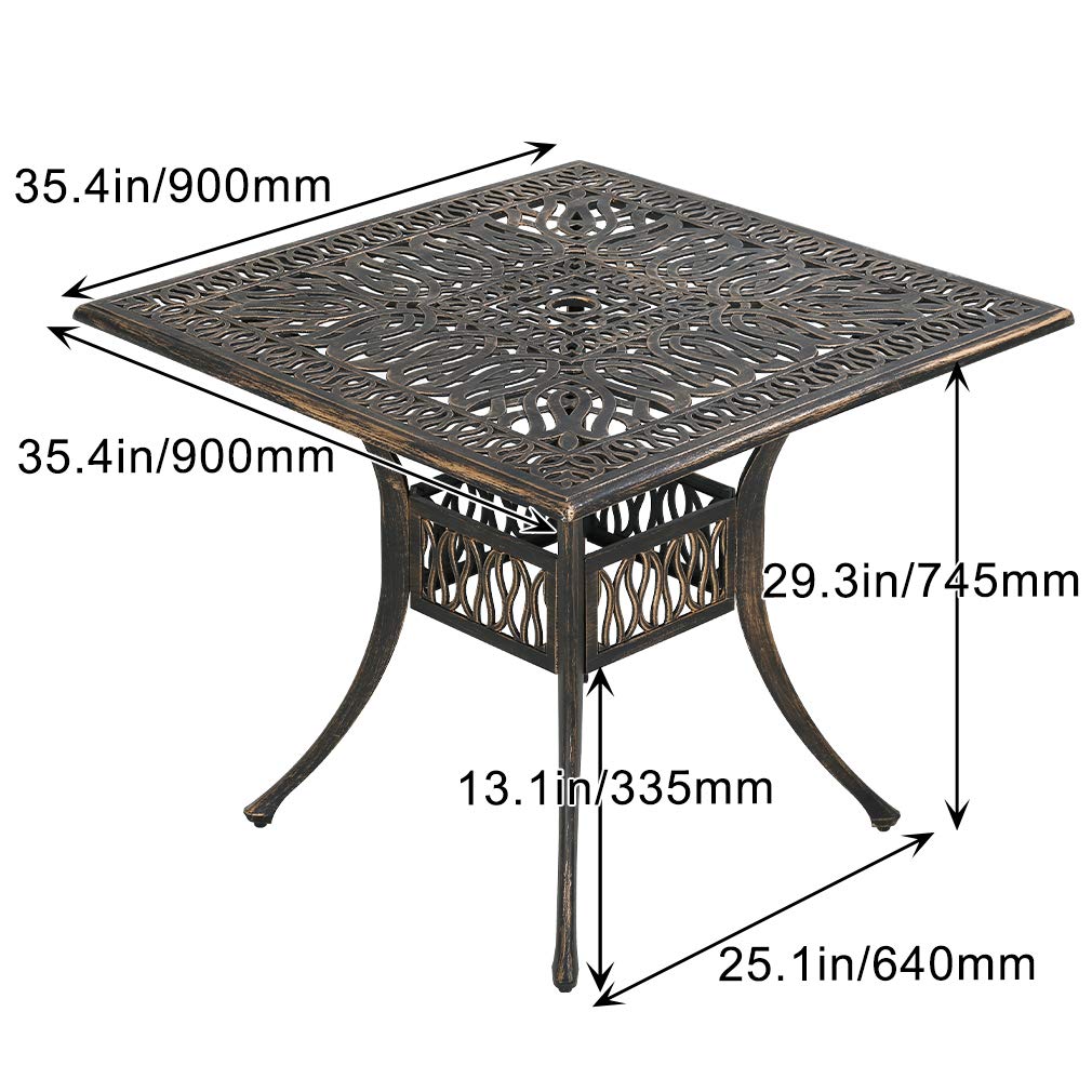 **FDW Square Outdoor Dining Table - Weather Resistant Wrought Iron Patio Table for Poolside, Balcony & Garden - Perfect for Outdoor Entertaining & Relaxation**