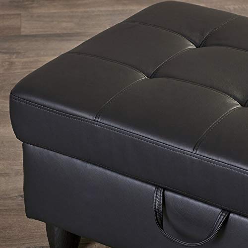 3-Piece Black Leather Sectional Sofa Set with Storage Ottoman - Left-Hand Facing Living Room Couch for Apartment, Bedroom & Small Spaces - Modern Comfortable Seating for Family Gatherings & Movie Nights