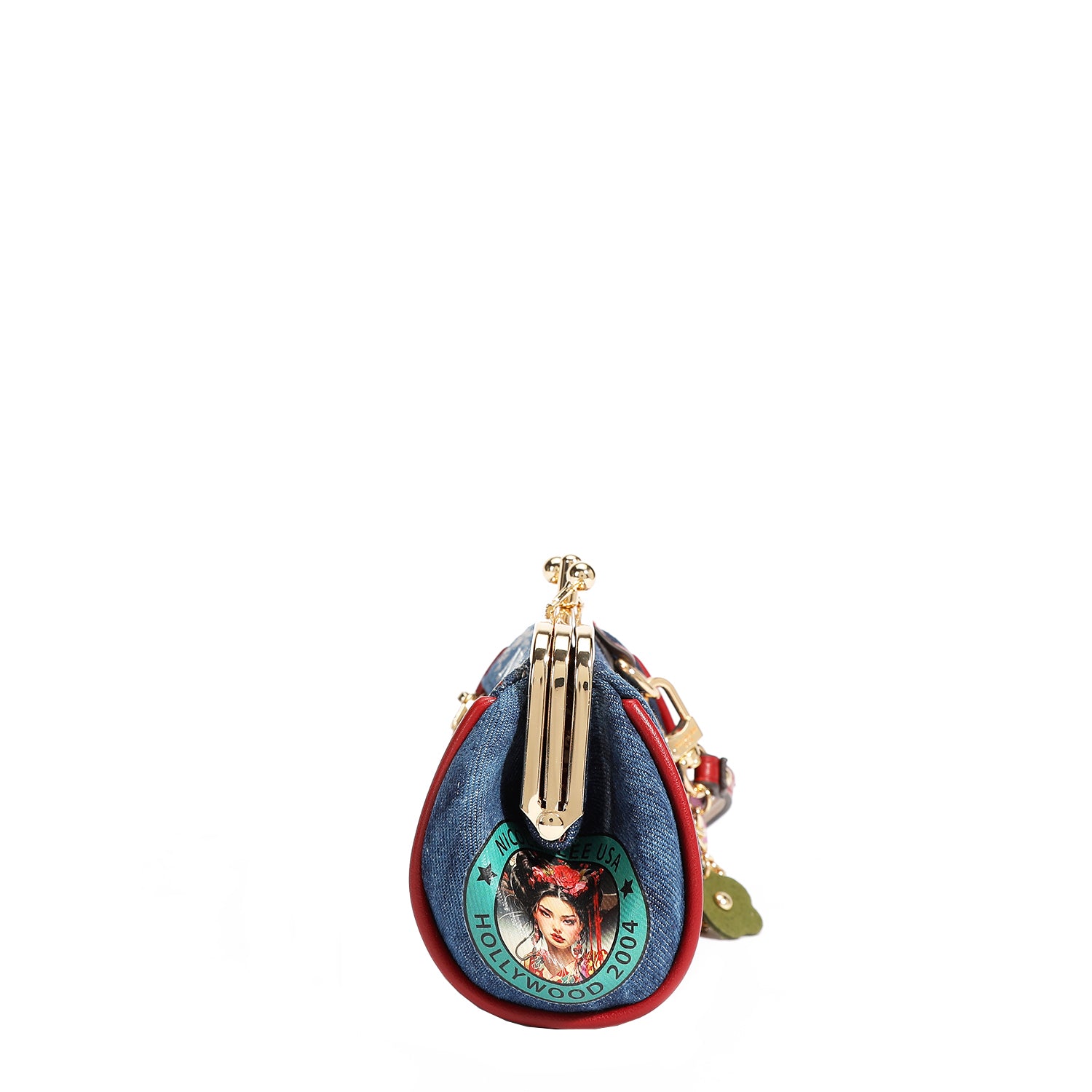 Denim Mini Kiss Lock Coin Purse Wristlet - Stylish Small Wallet for Women - Perfect for Parties, Shopping & Everyday Use