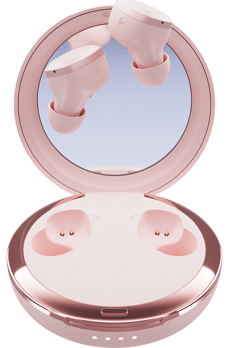 Happy Plugs Adore True Wireless Bluetooth Earbuds with Built-in Makeup Mirror - 2 Stylish Colors | Perfect for Gym, Travel & Daily Use (Limited Time Sale)