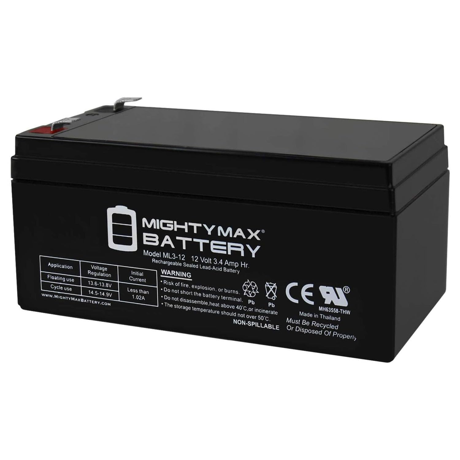 Mighty Max 12V 3AH SLA Replacement Battery for Long Way LW-6FM3.2BJ - Perfect for Power Wheels, Scooters, and Emergency Backup Power