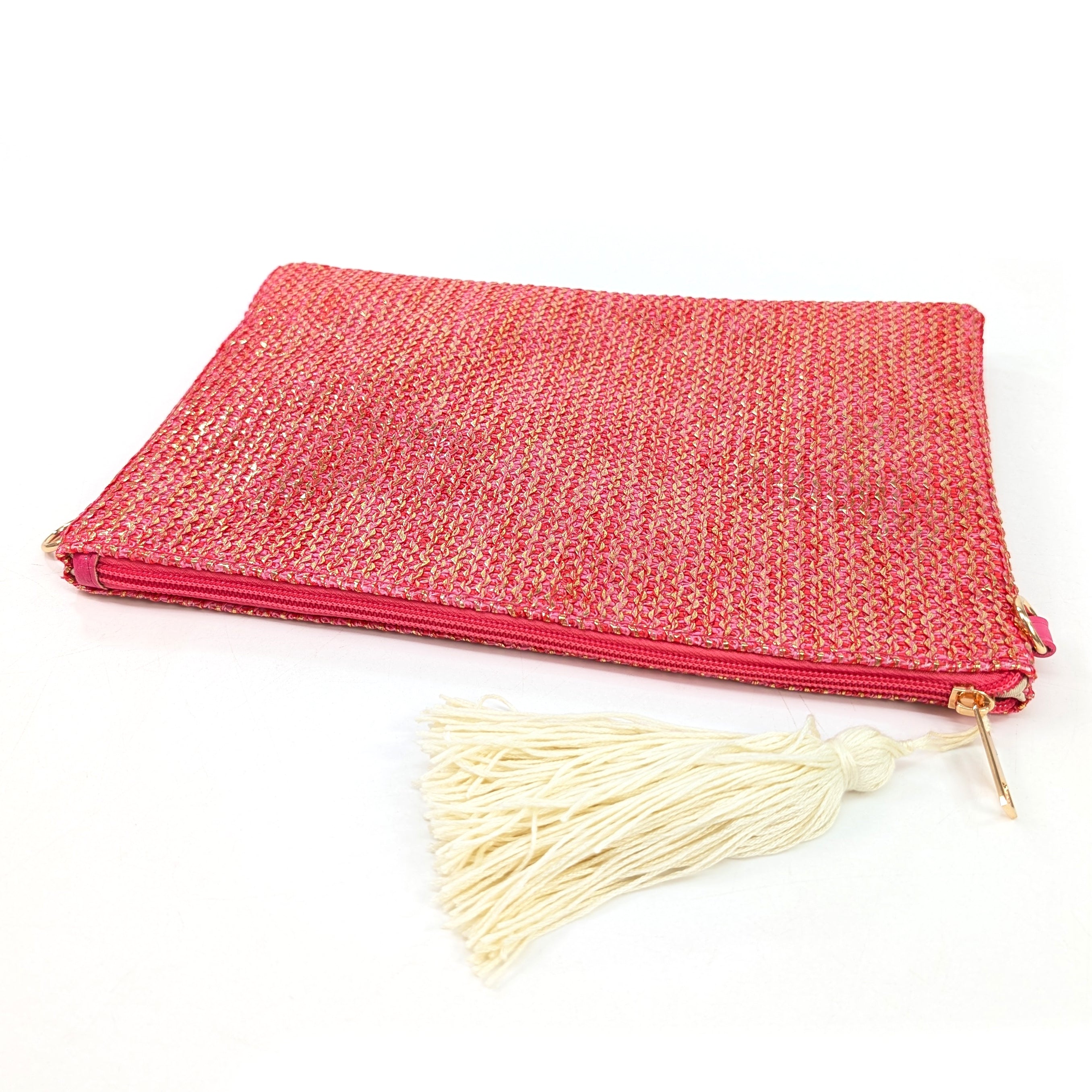 Elegant Pink Glitzy Clutch Bag with Tassel - Perfect for Evening Parties, Weddings & Special Occasions